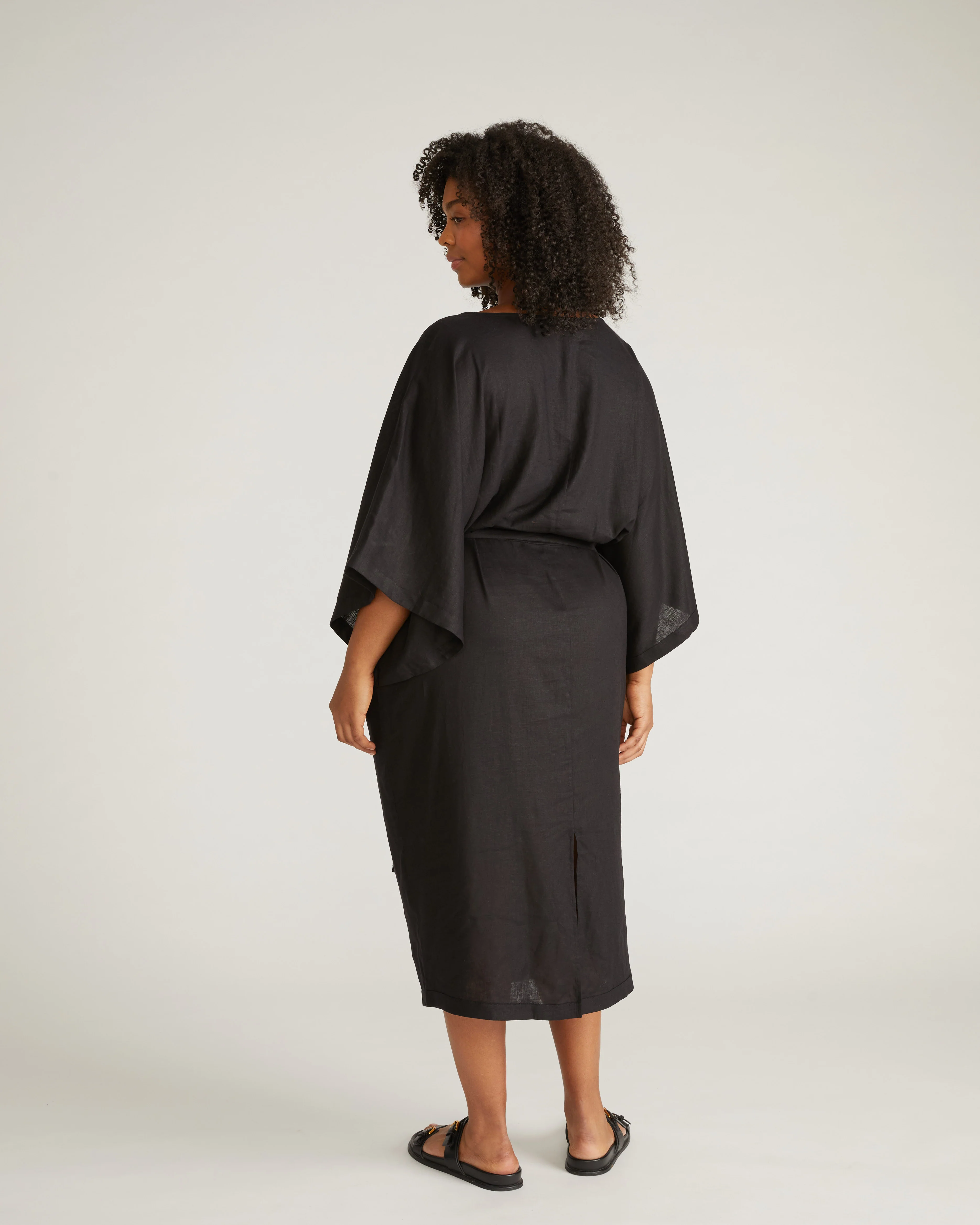 Lio Linen Blend Dress - Black - Image 7