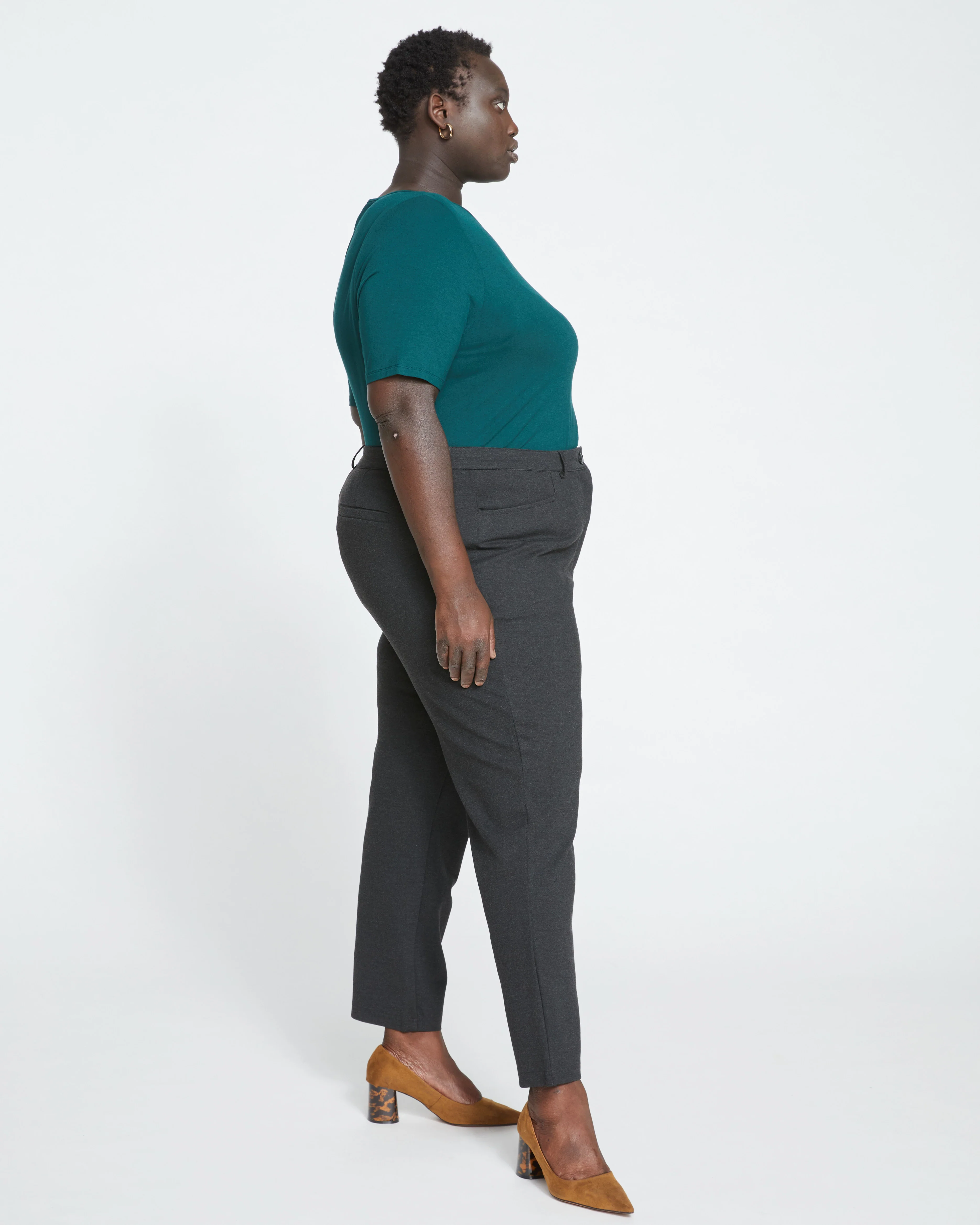 Long Cigarette Ponte Pants - Graphite - Image 3