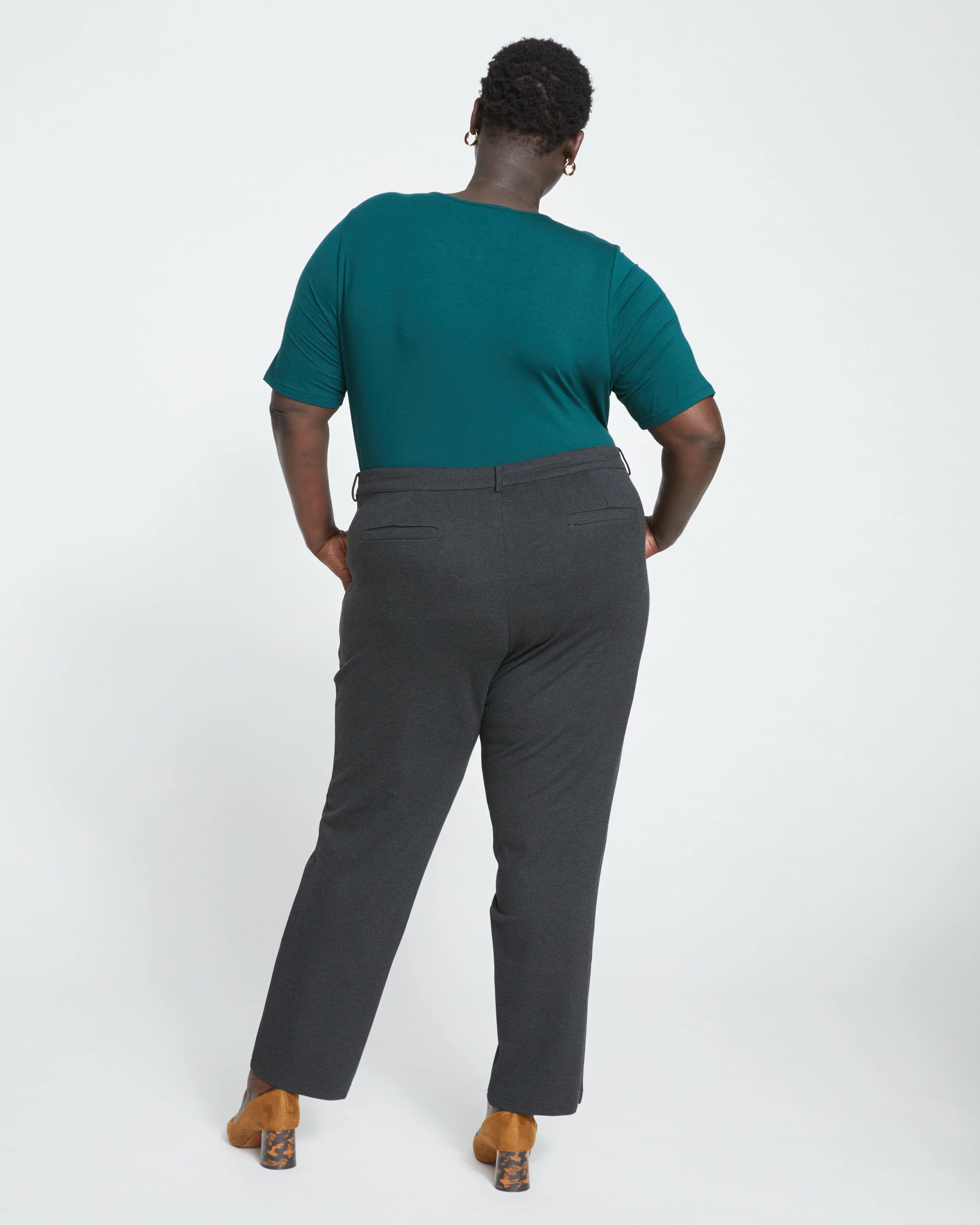 Long Cigarette Ponte Pants - Graphite - Image 4