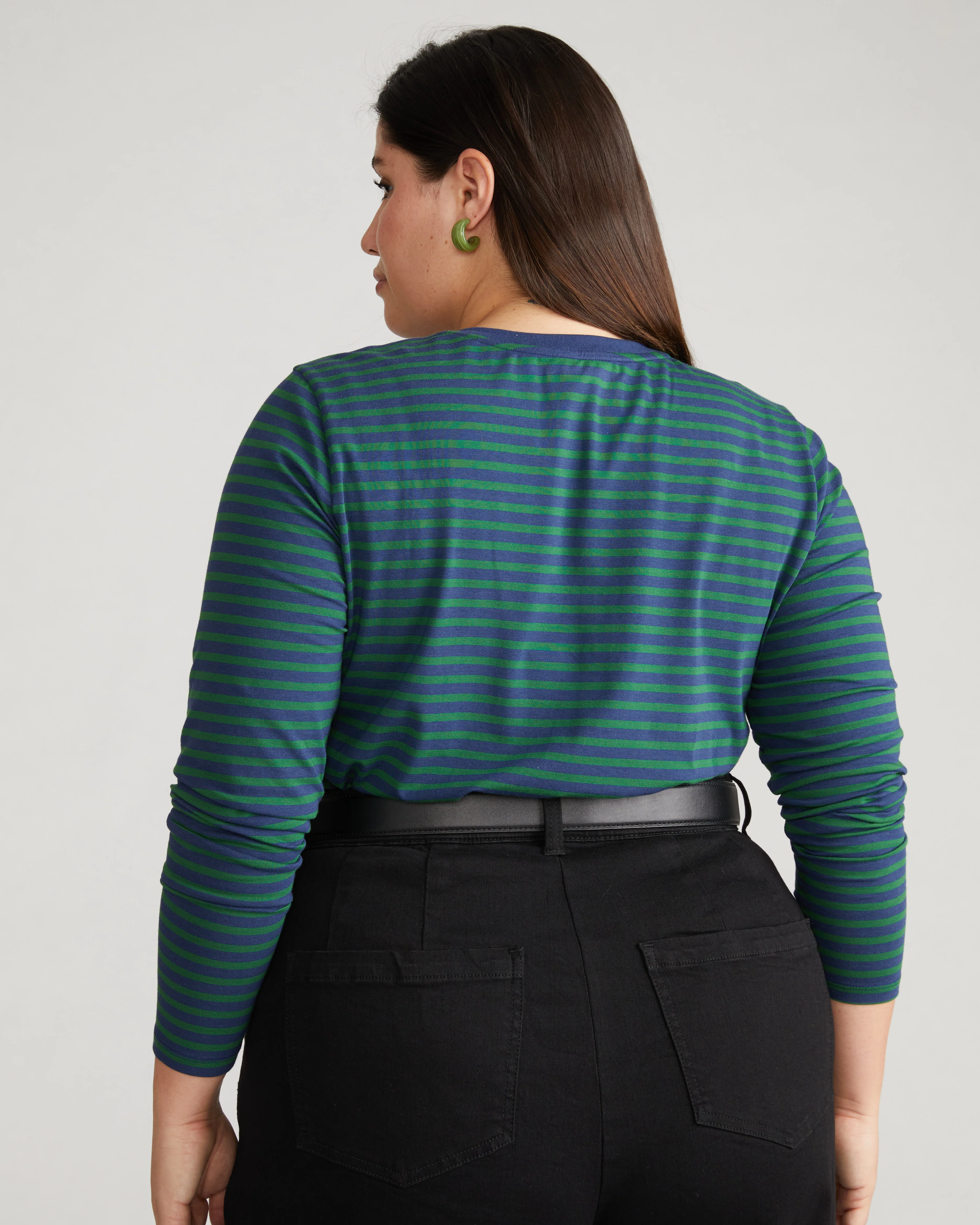 Long Sleeve V Rex - Cenote/Jardin Stripe - Image 2