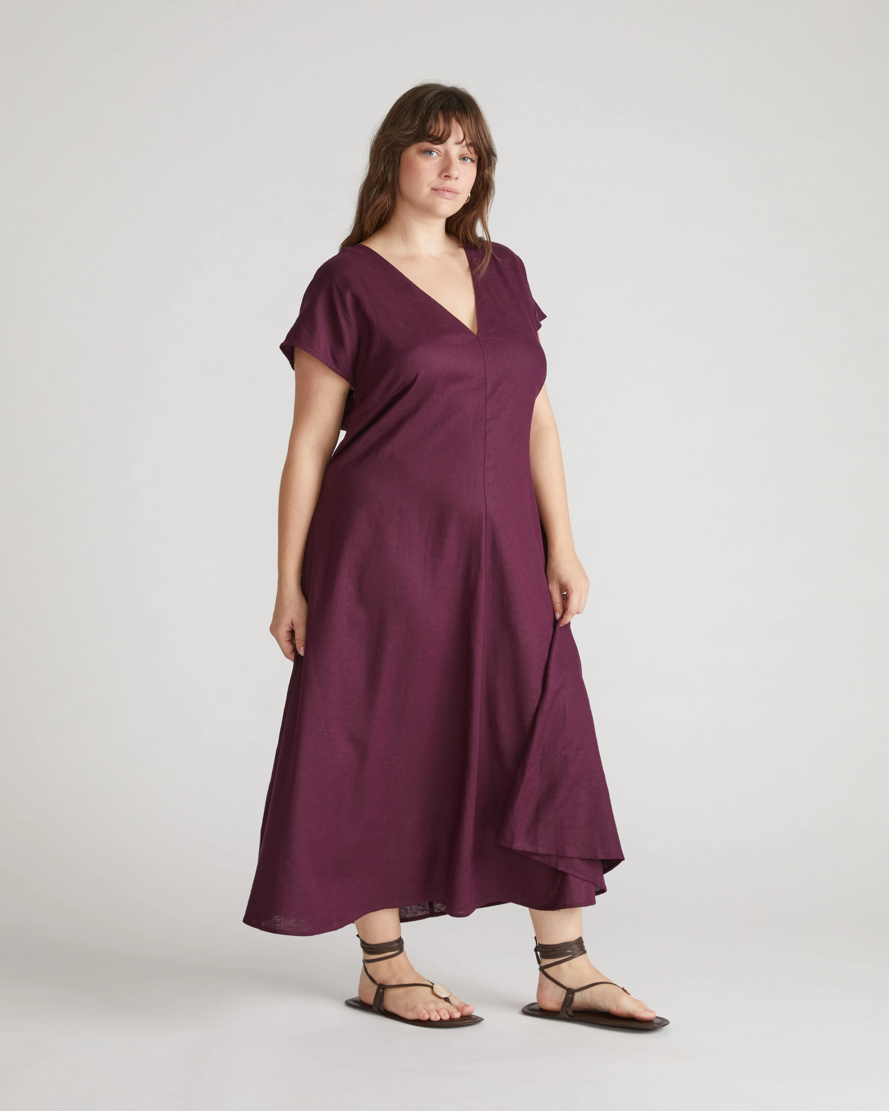 Louvre Bow Back Linen Blend Dress - Acai - Image 4