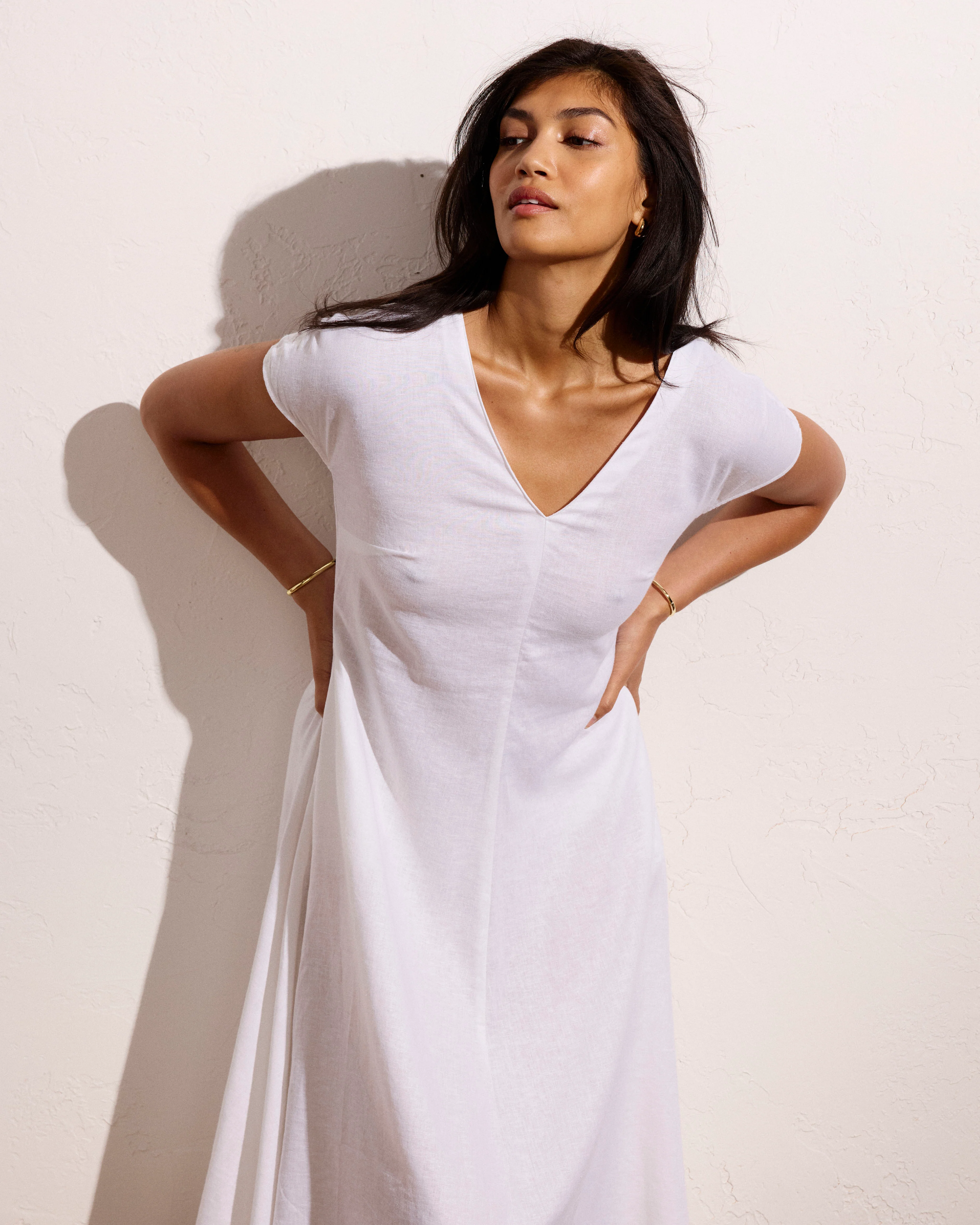 Louvre Bow Back Linen Blend Dress - Bright White - Image 4
