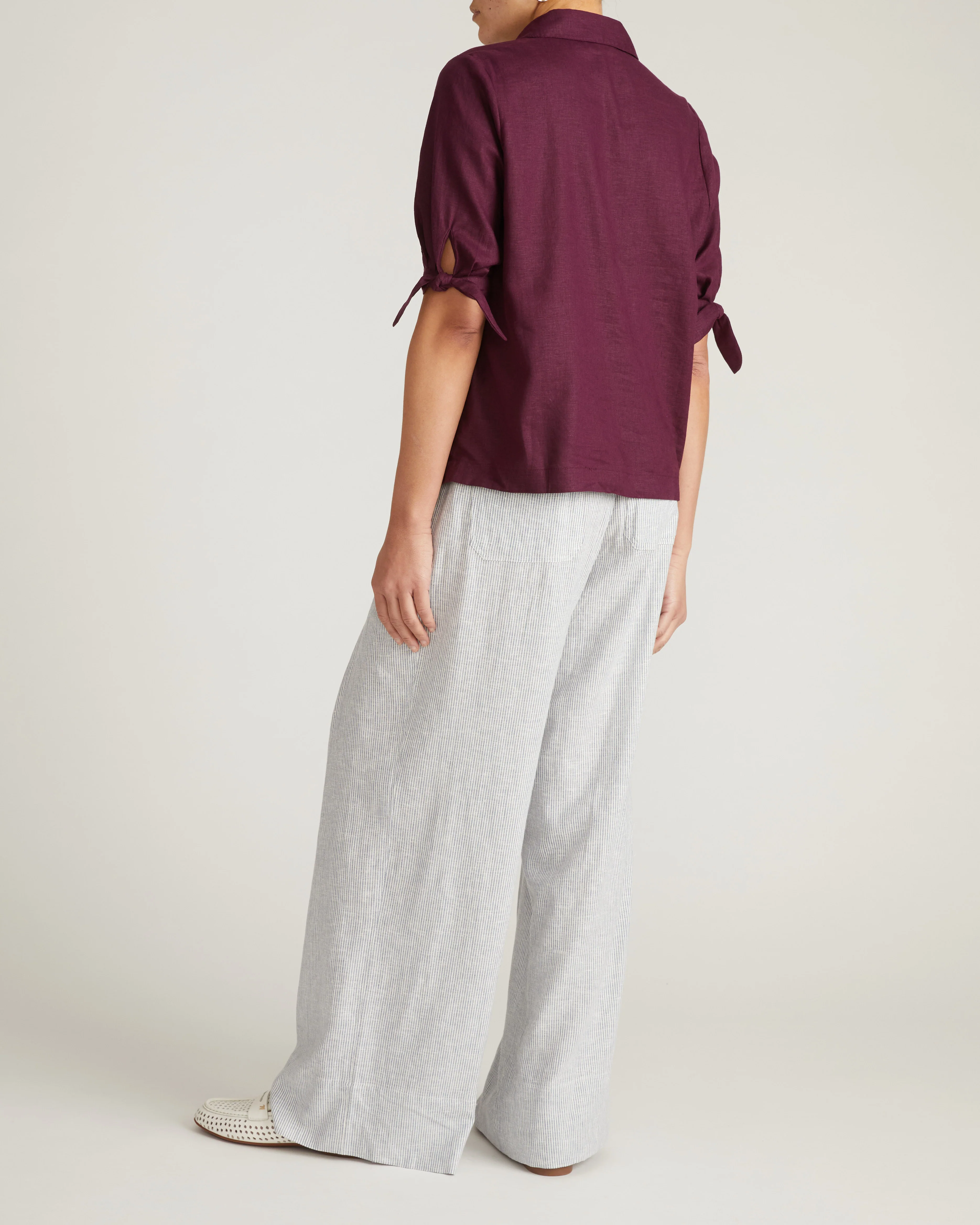 Luisa Short Sleeve Linen Blend Shirt - Acai - Image 7