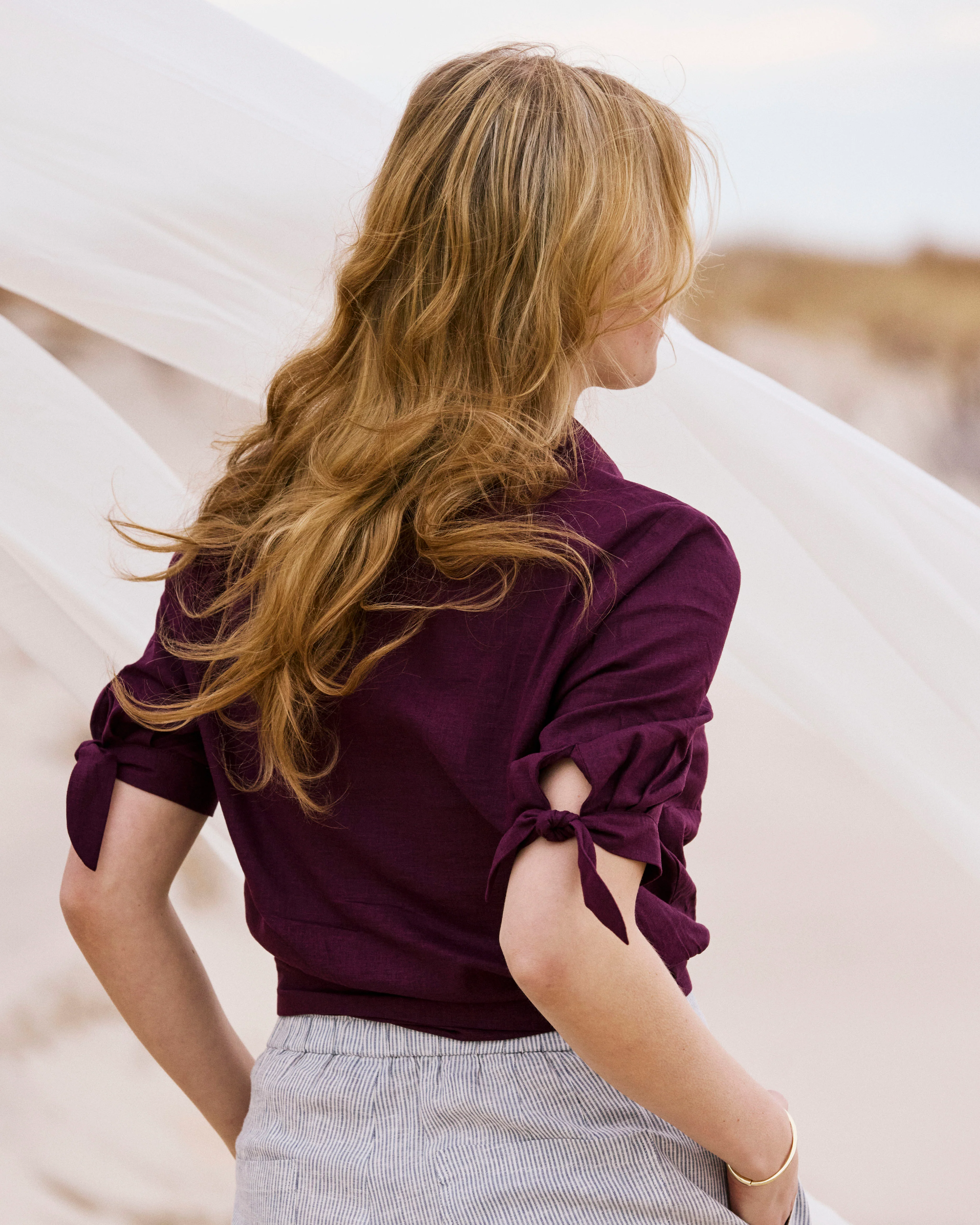 Luisa Short Sleeve Linen Blend Shirt - Acai - Image 8