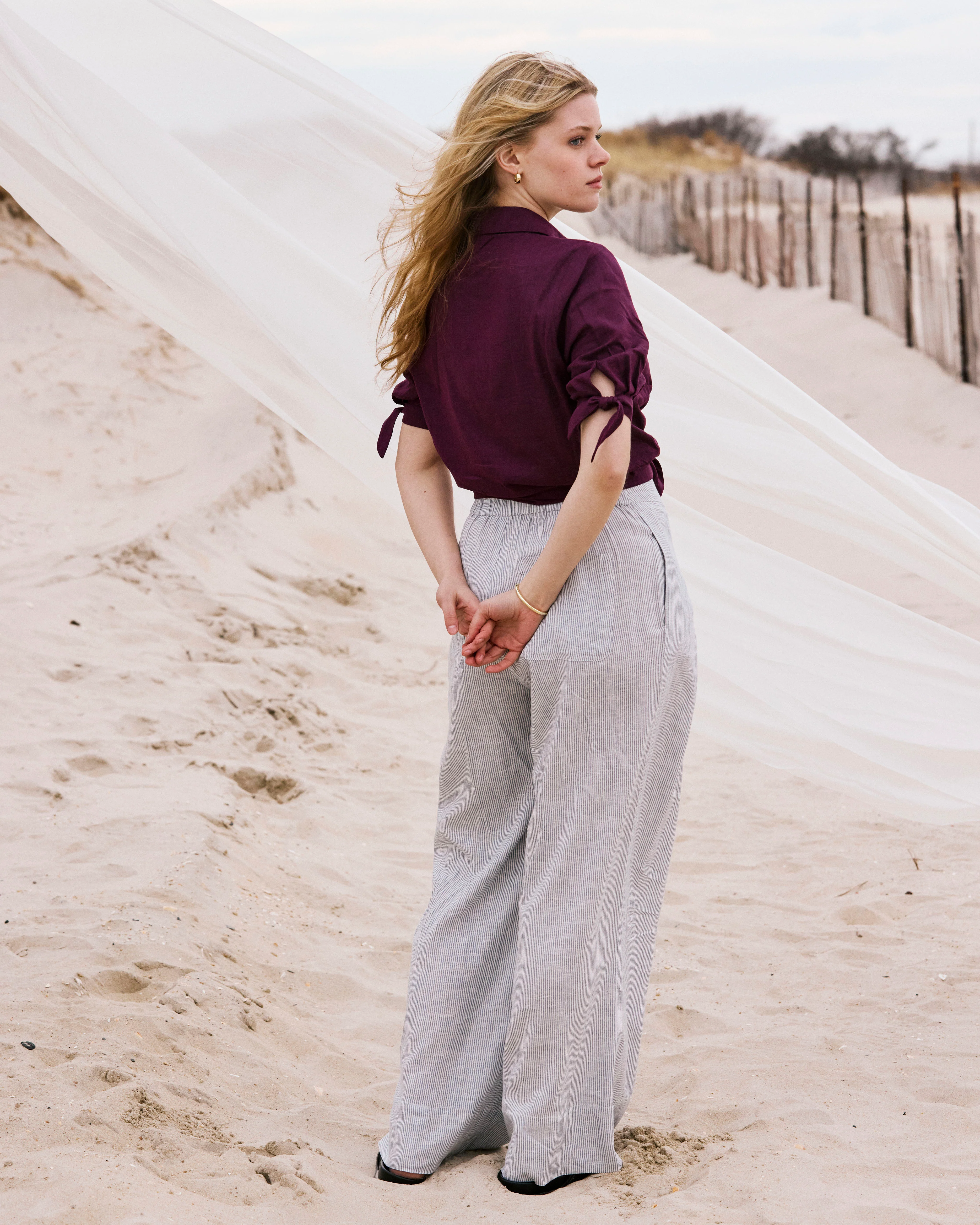 Luisa Short Sleeve Linen Blend Shirt - Acai - Image 9