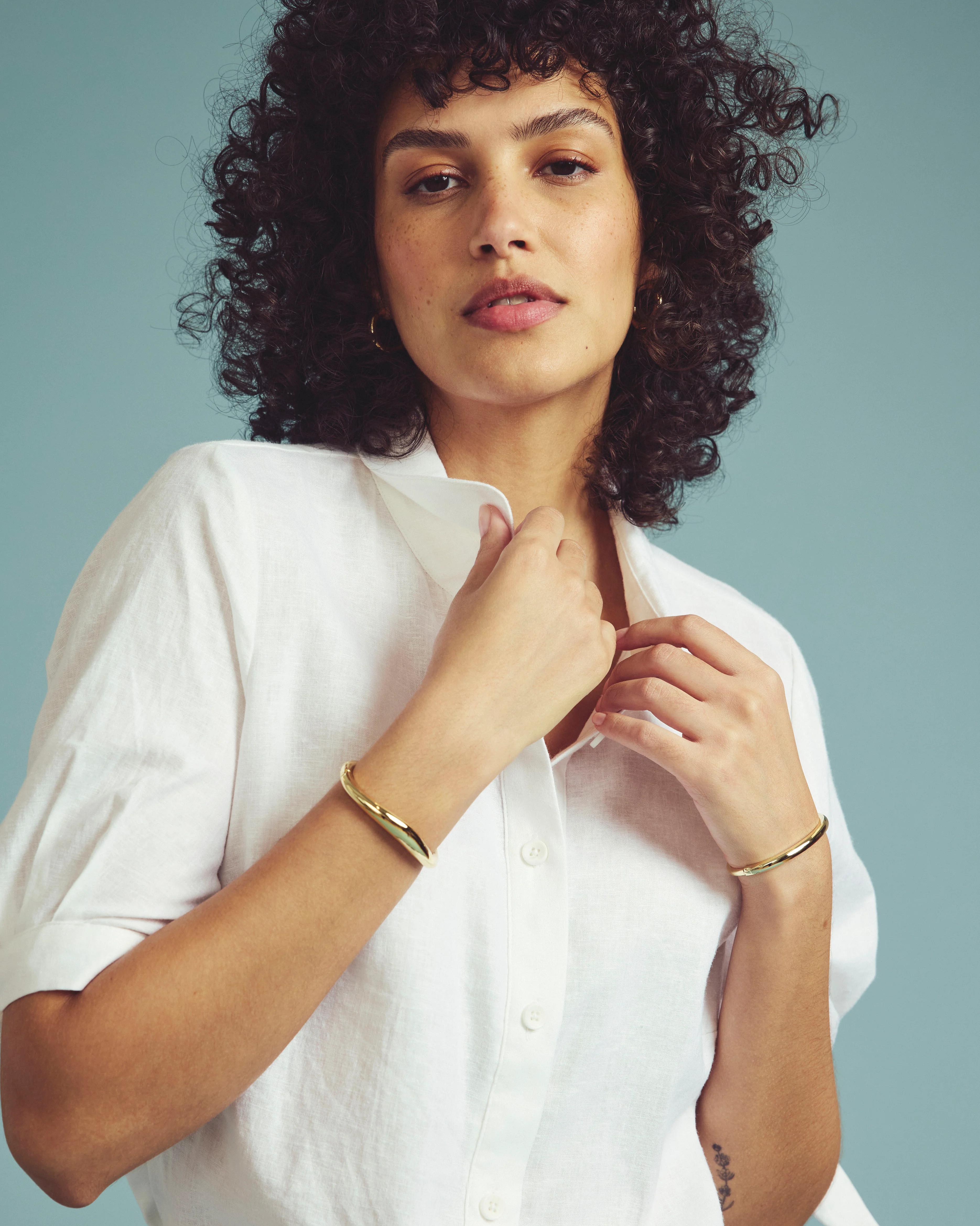 Luisa Short Sleeve Linen Blend Shirt - White - Image 3