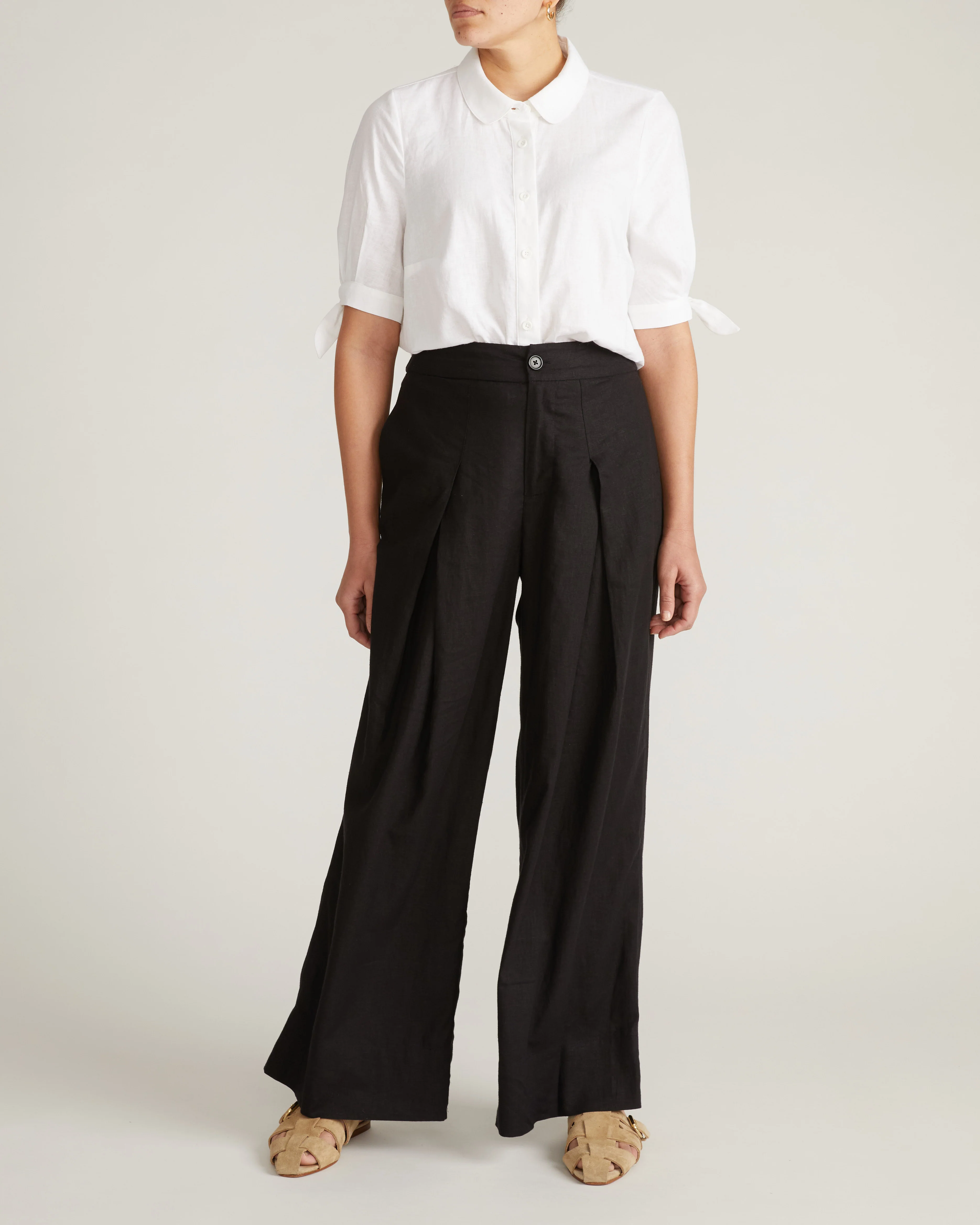 Luisa Short Sleeve Linen Blend Shirt - White - Image 5