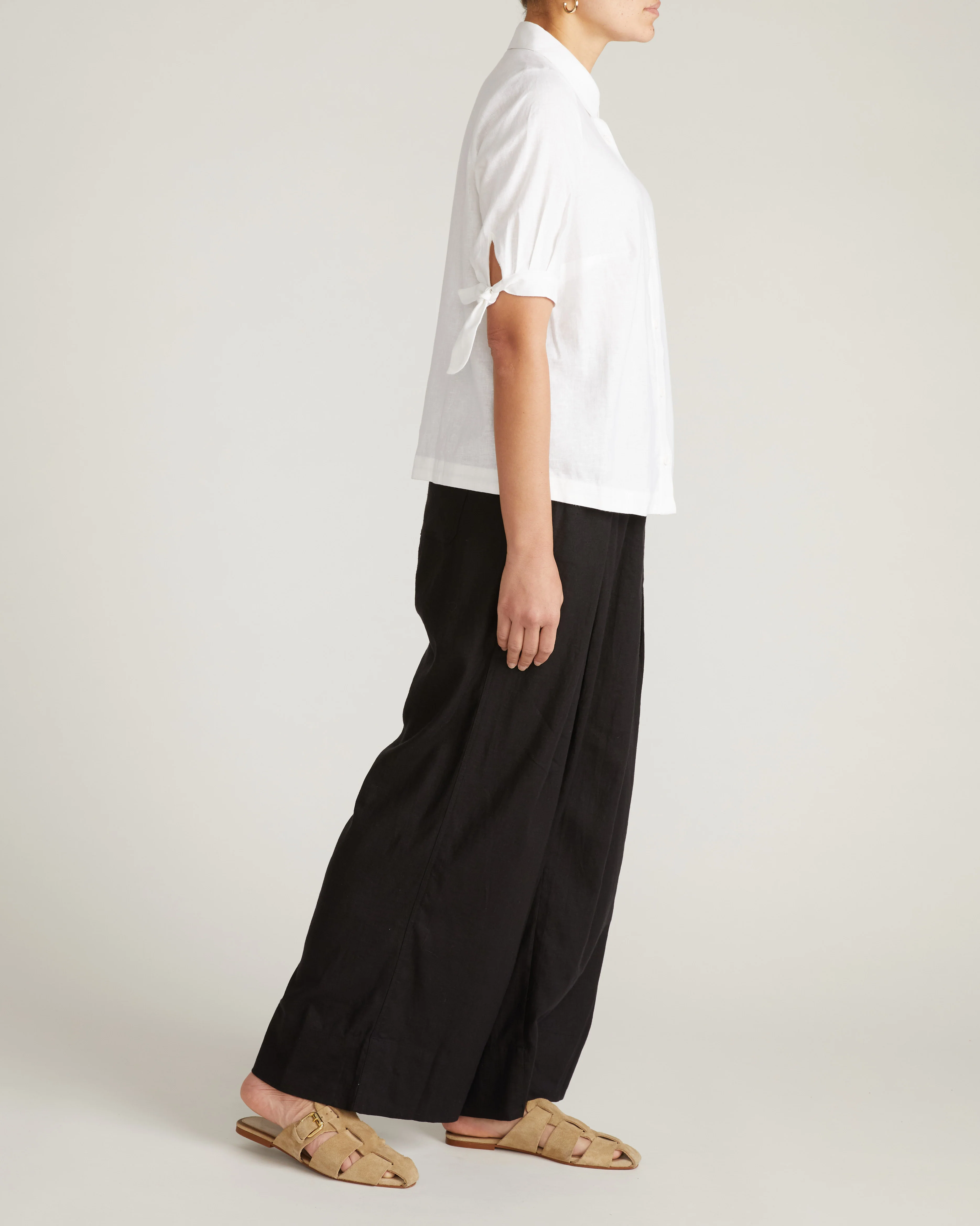 Luisa Short Sleeve Linen Blend Shirt - White - Image 6