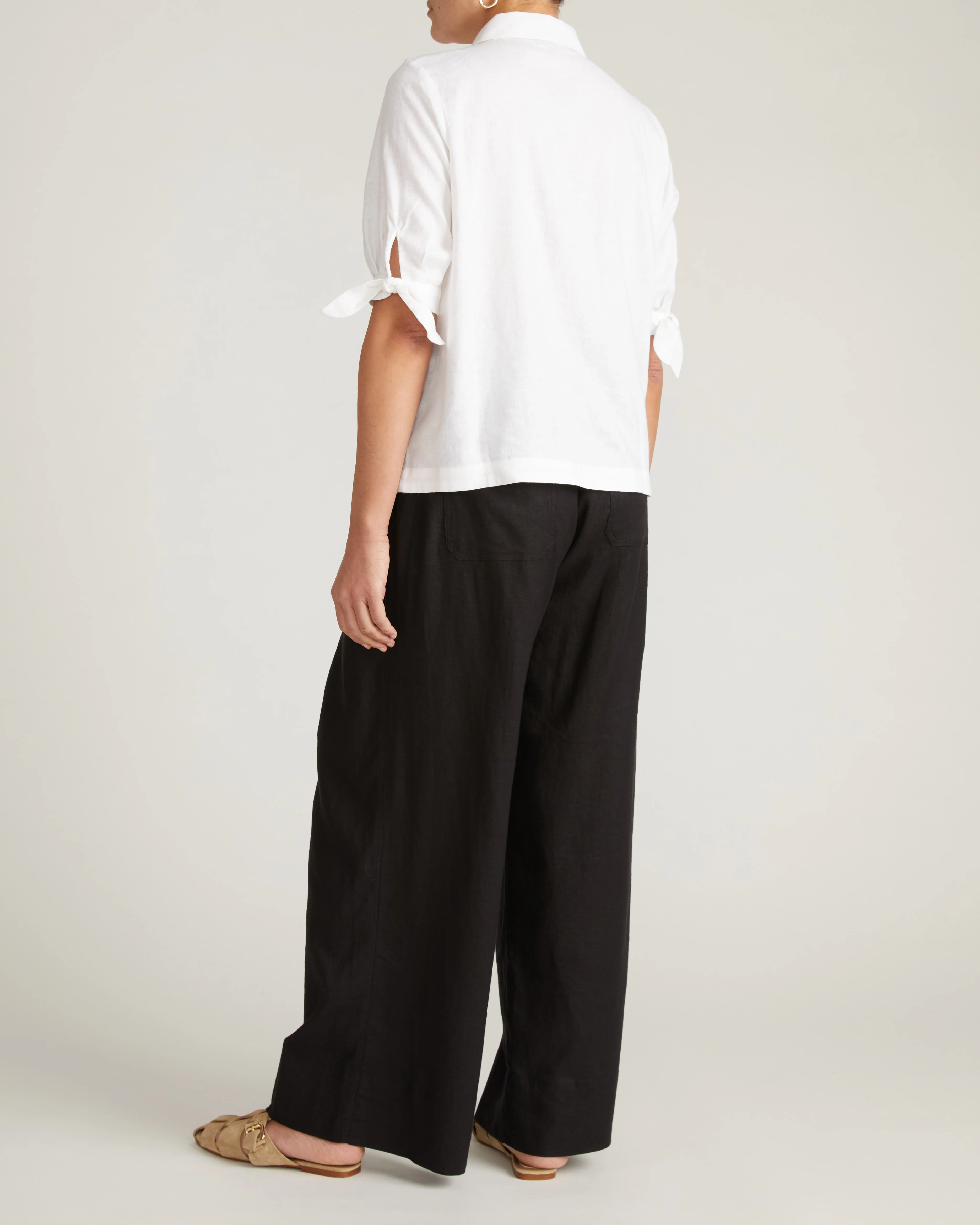 Luisa Short Sleeve Linen Blend Shirt - White - Image 7