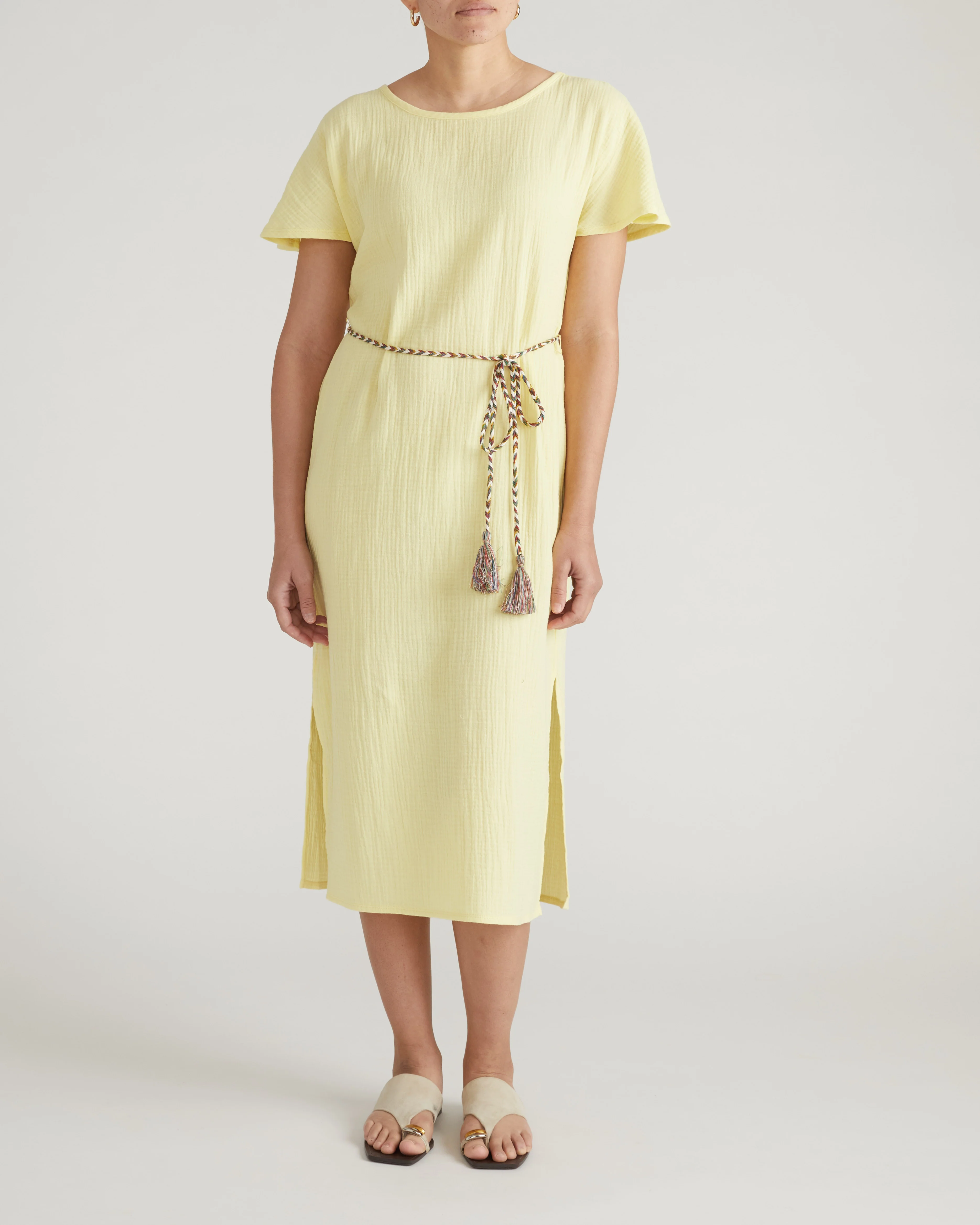 Luxe Cotton Gauze Beach Dress - Pale Daffodil - Image 4