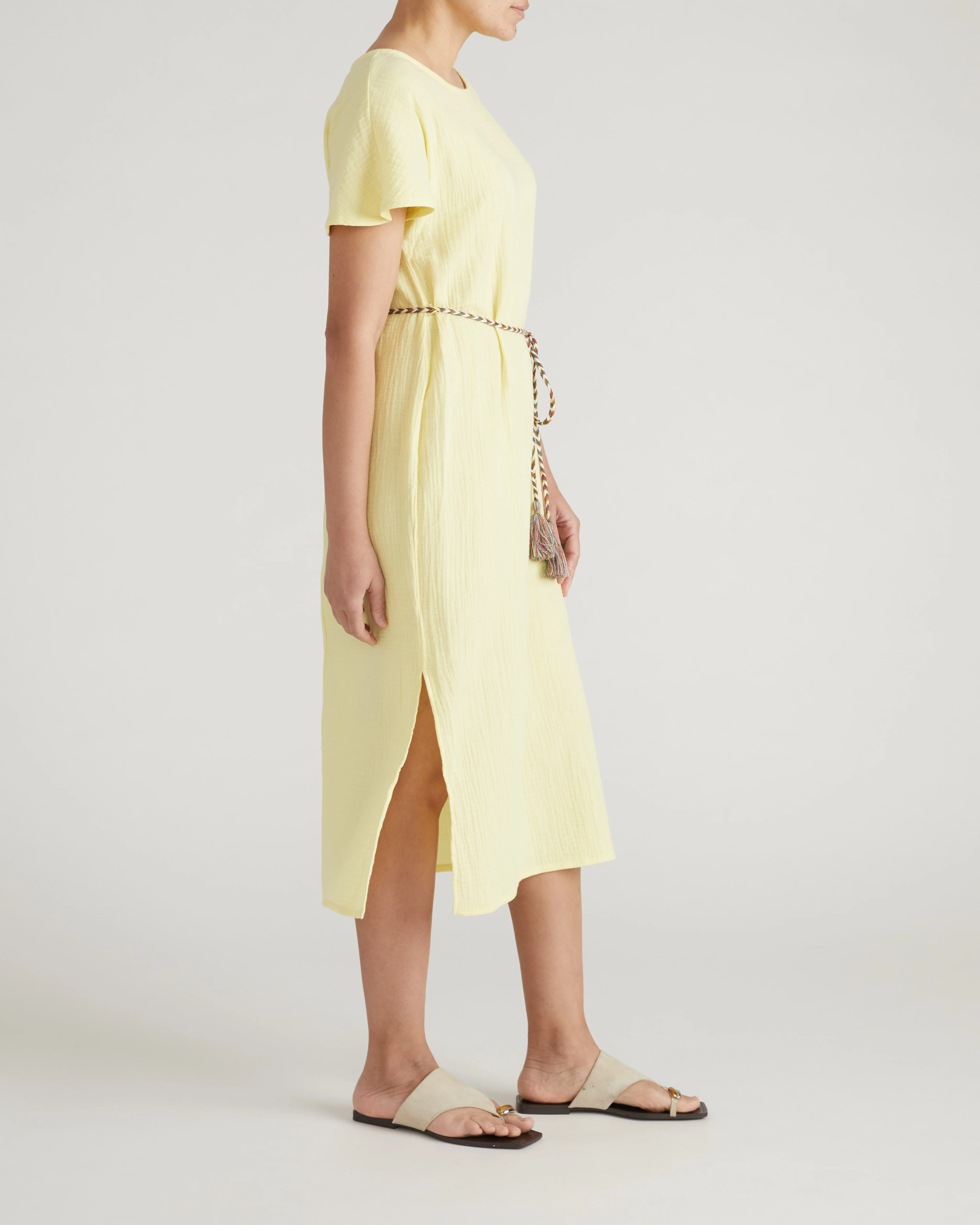 Luxe Cotton Gauze Beach Dress - Pale Daffodil - Image 5
