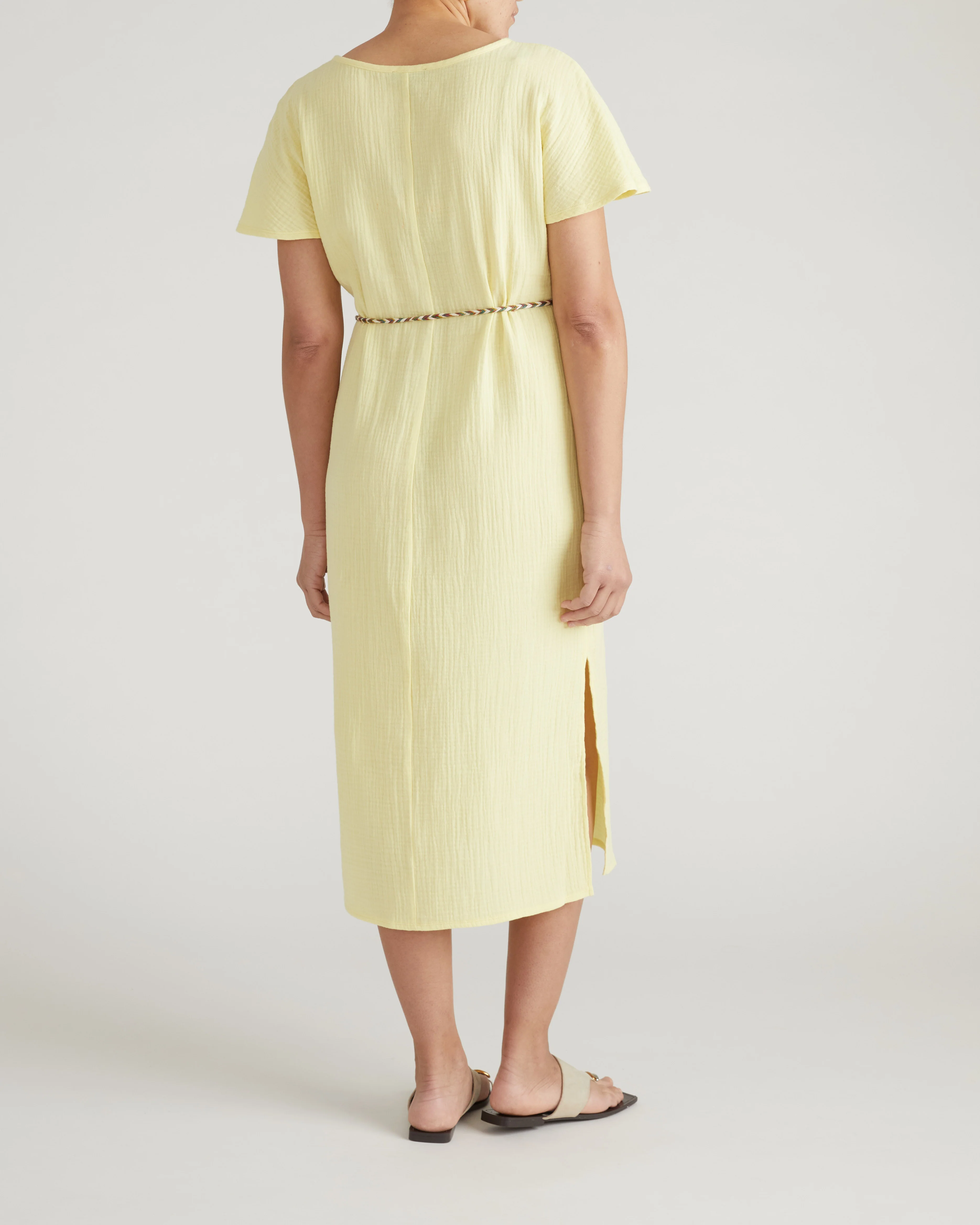 Luxe Cotton Gauze Beach Dress - Pale Daffodil - Image 6