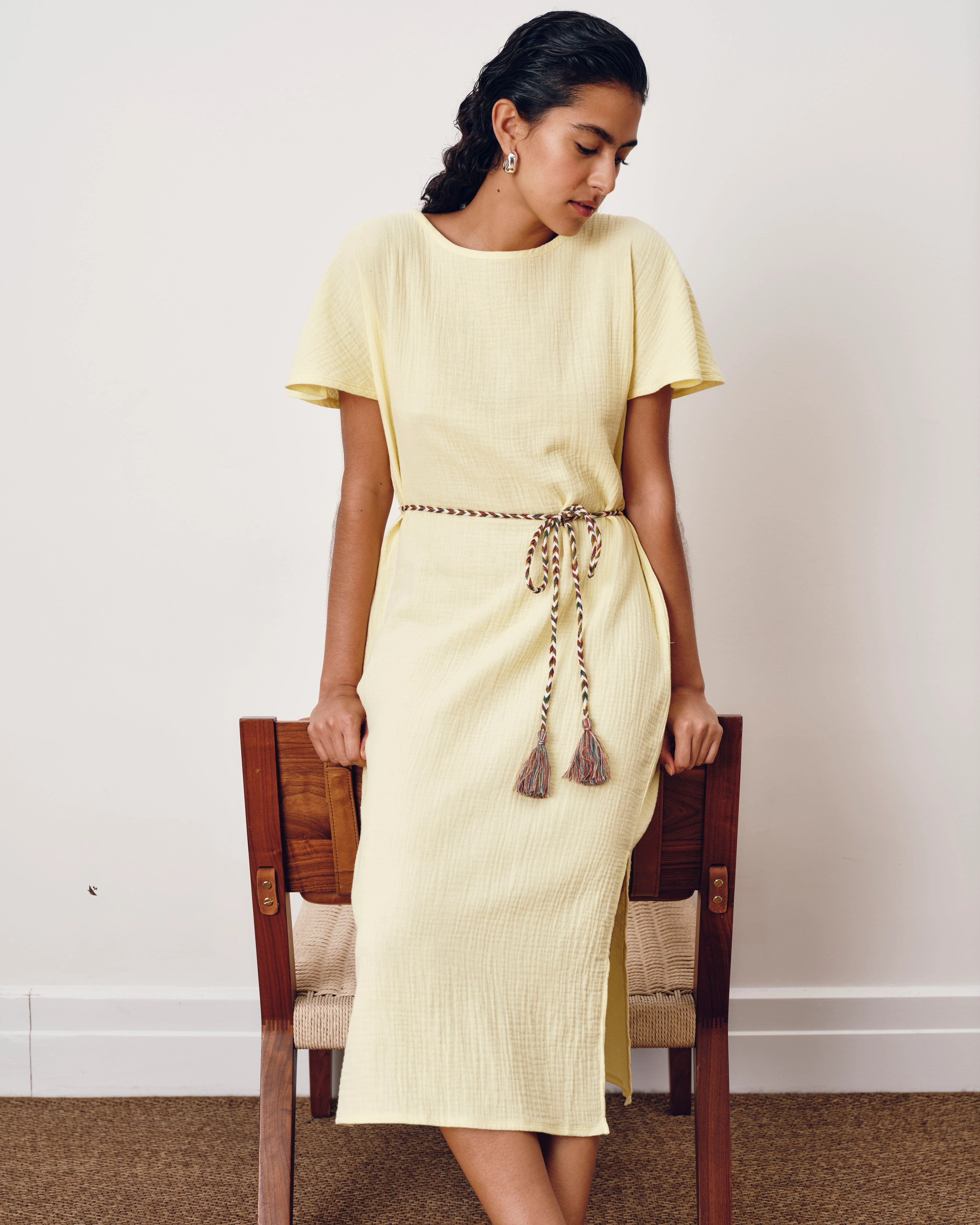 Luxe Cotton Gauze Beach Dress - Pale Daffodil - Image 7