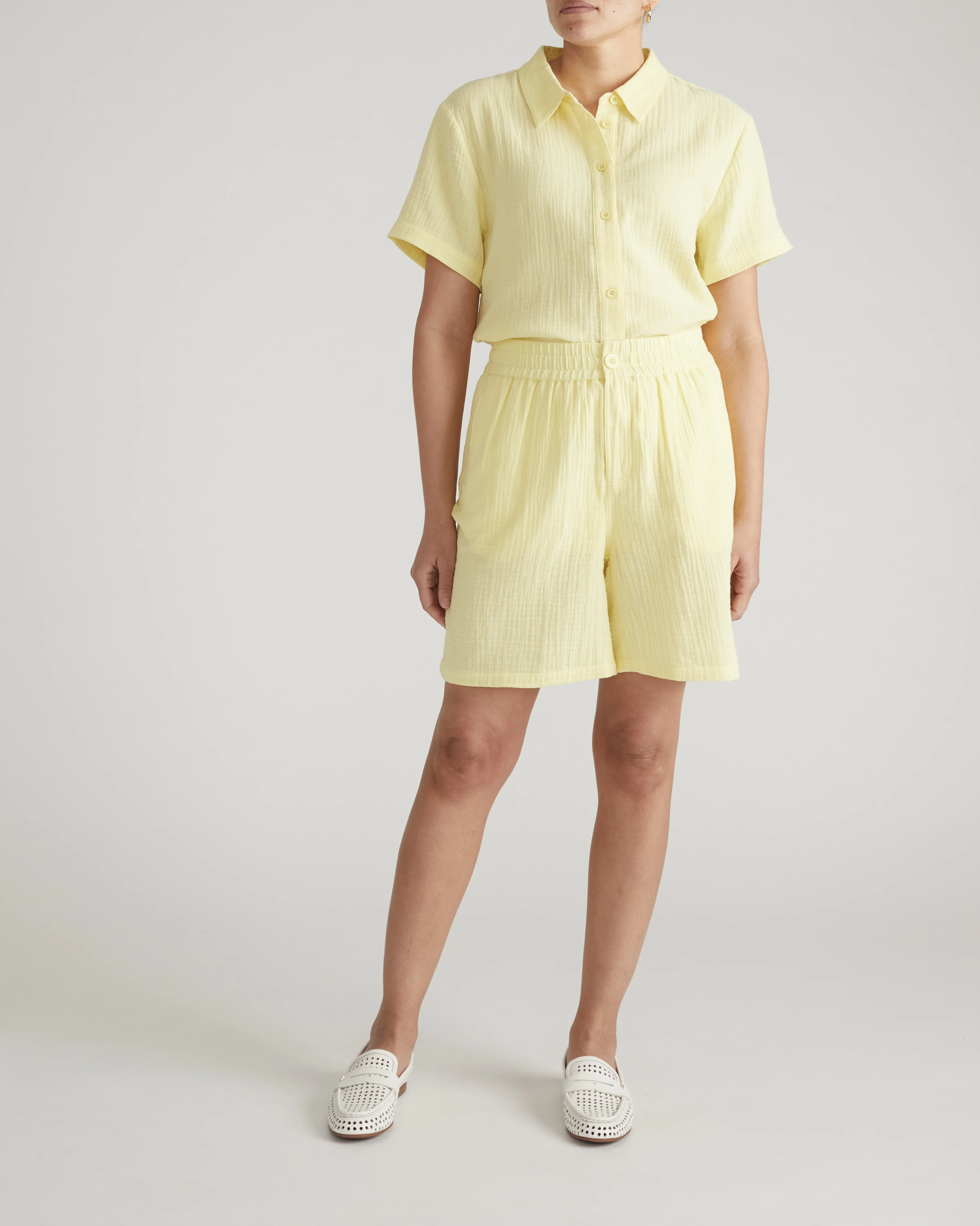 Luxe Cotton Gauze Beach Shirt - Pale Daffodil - Image 4