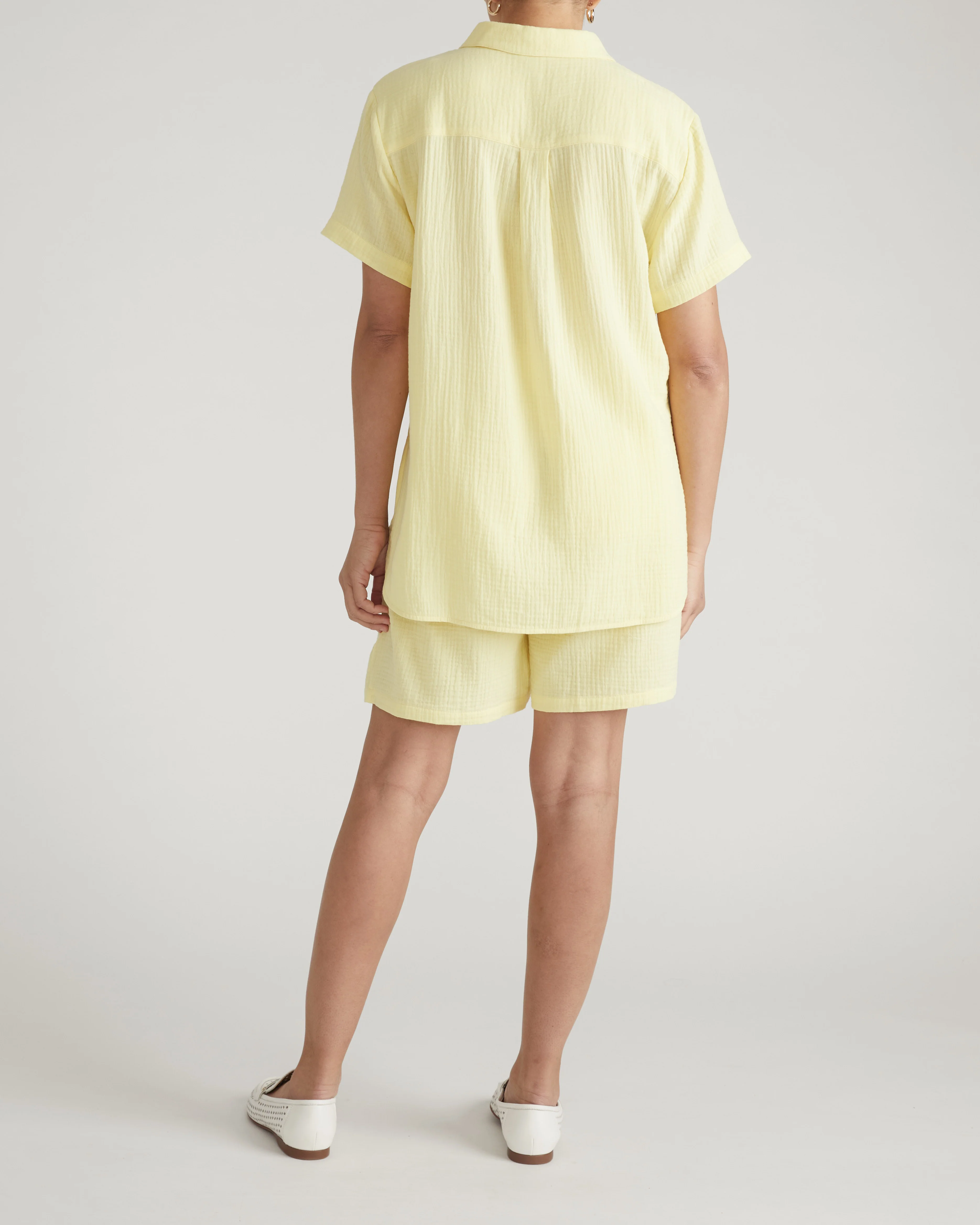 Luxe Cotton Gauze Beach Shirt - Pale Daffodil - Image 6