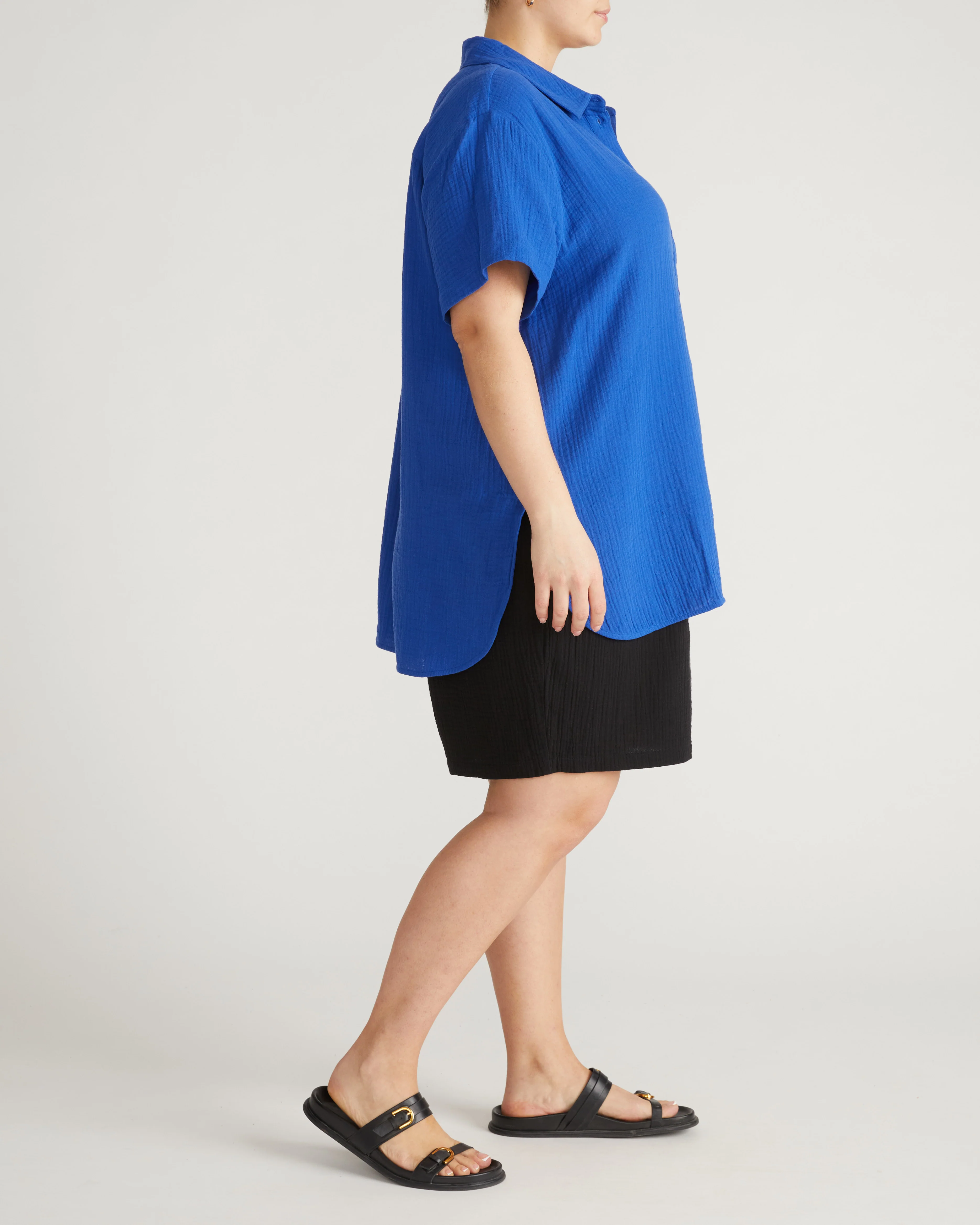 Luxe Cotton Gauze Beach Shirt - Ultramarine - Image 3