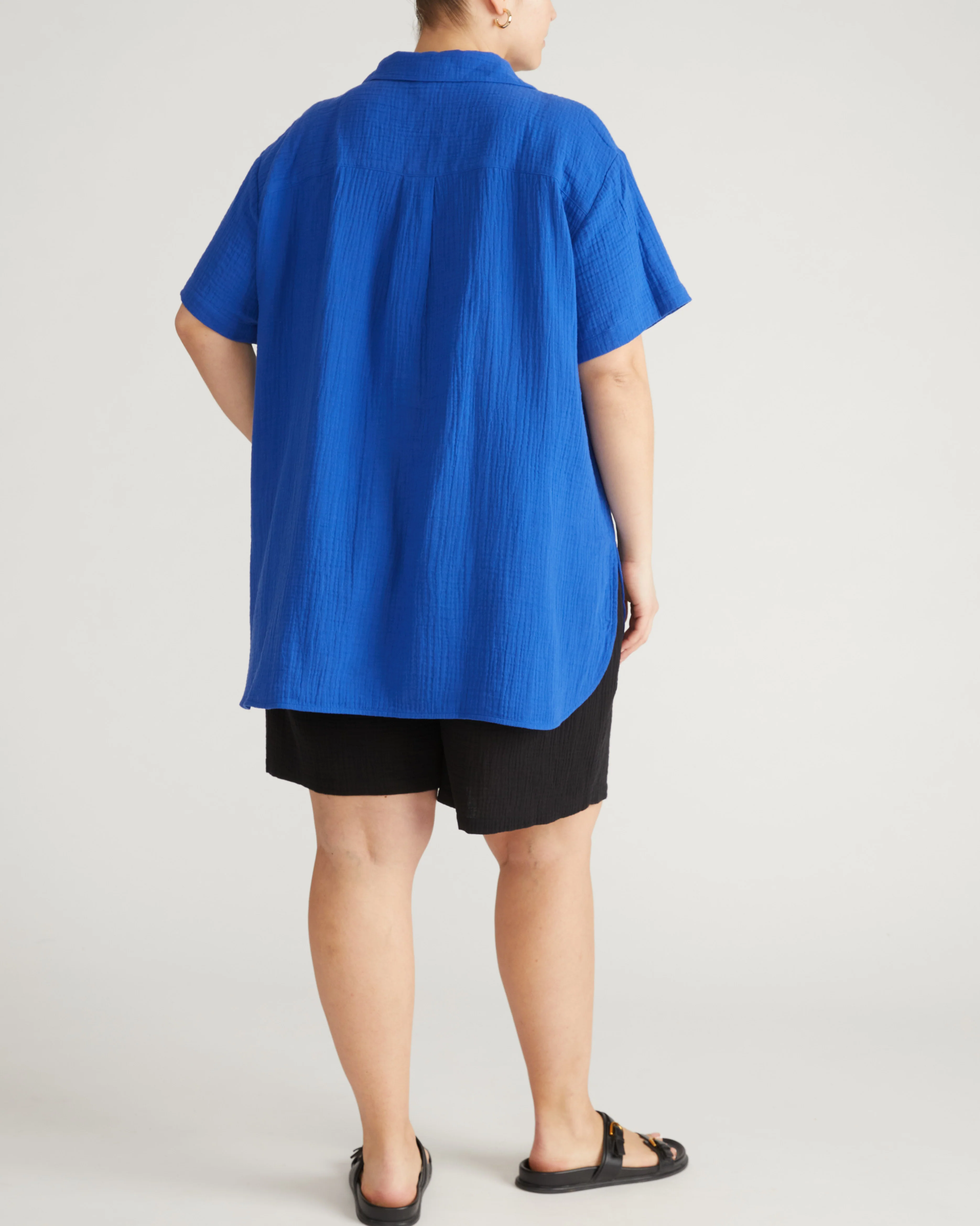 Luxe Cotton Gauze Beach Shirt - Ultramarine - Image 4