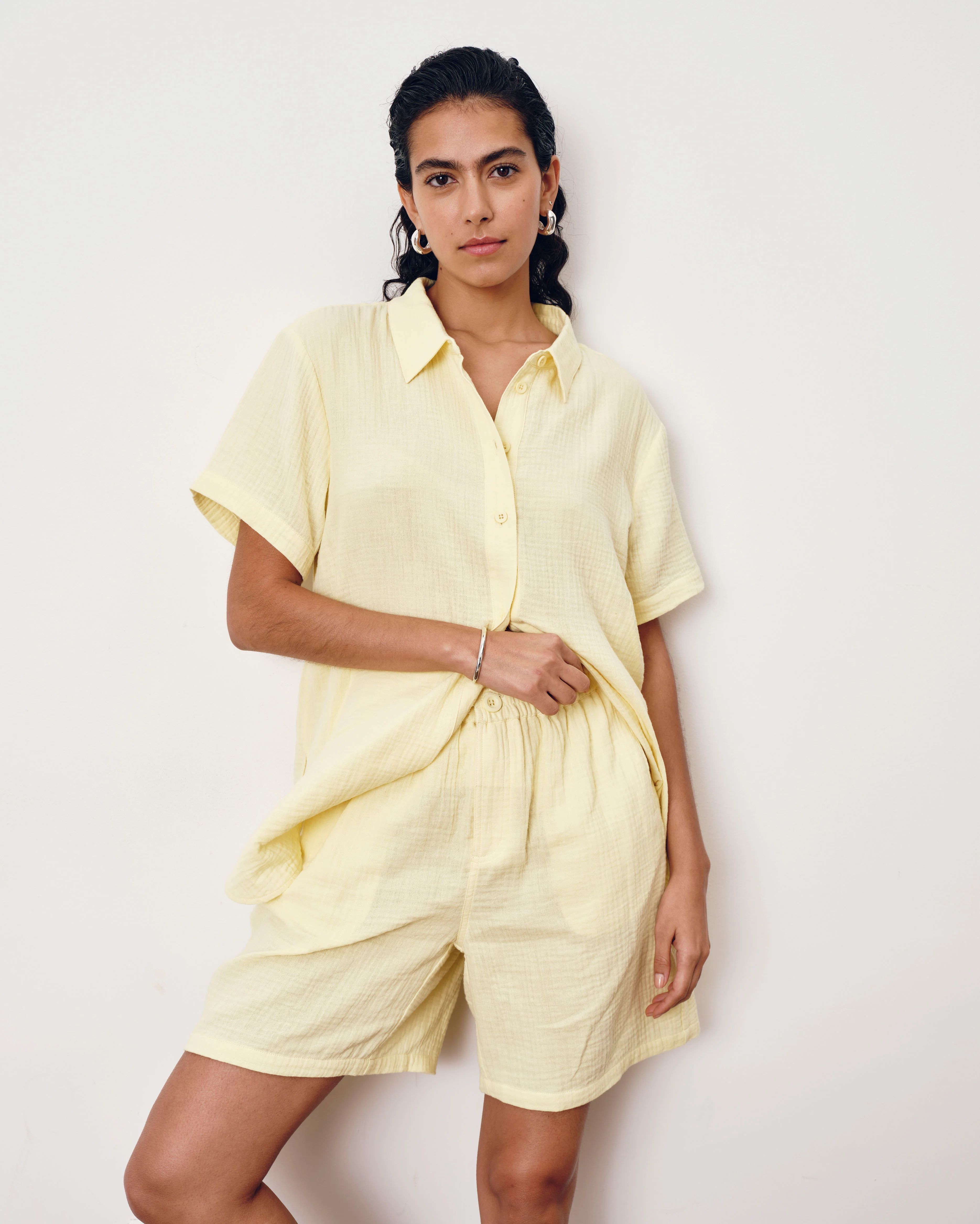 Luxe Cotton Gauze Beach Short - Pale Daffodil - Image 4
