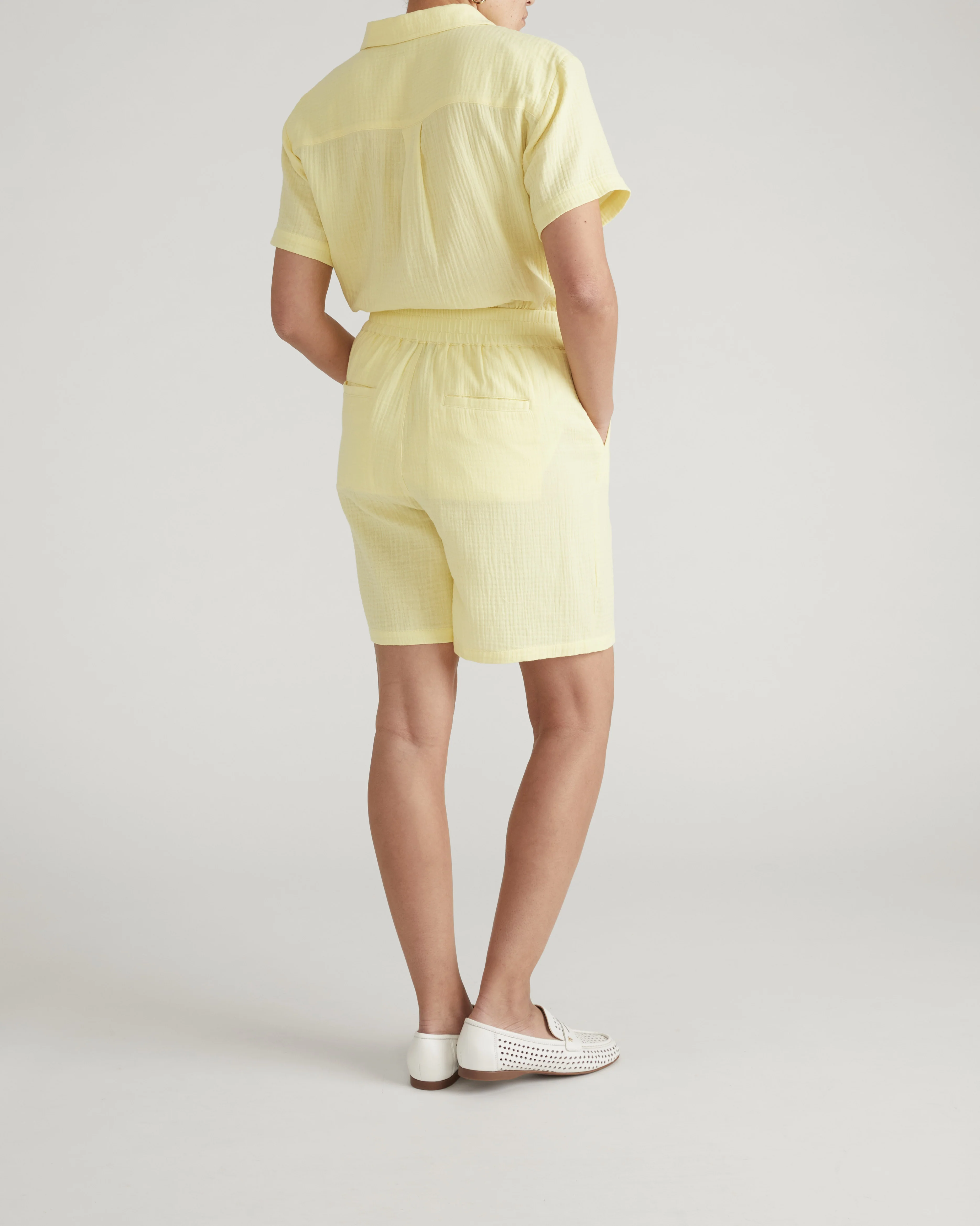 Luxe Cotton Gauze Beach Short - Pale Daffodil - Image 7