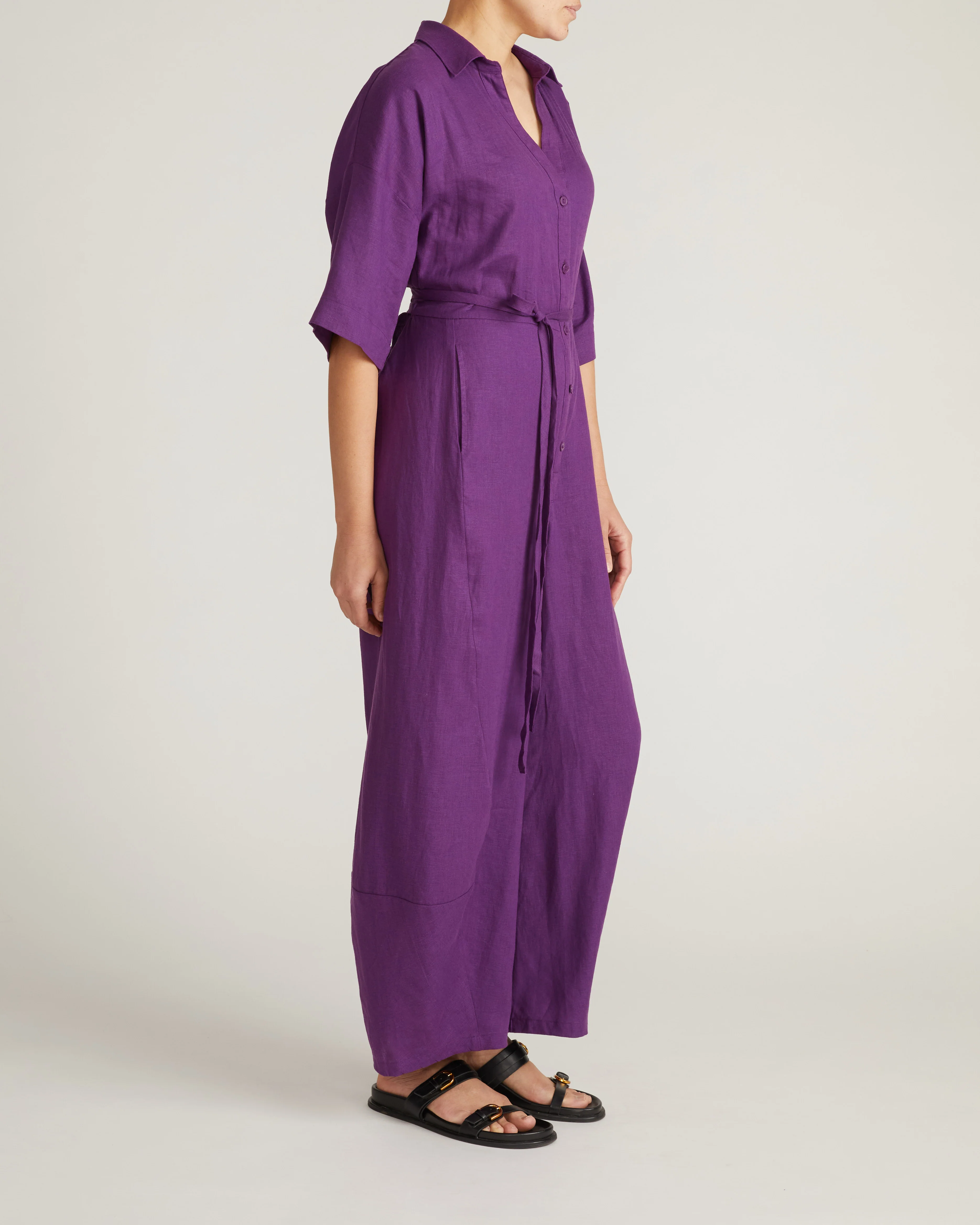 Maggie Barrel Leg Linen Blend Jumpsuit - Dreamy Purple - Image 8