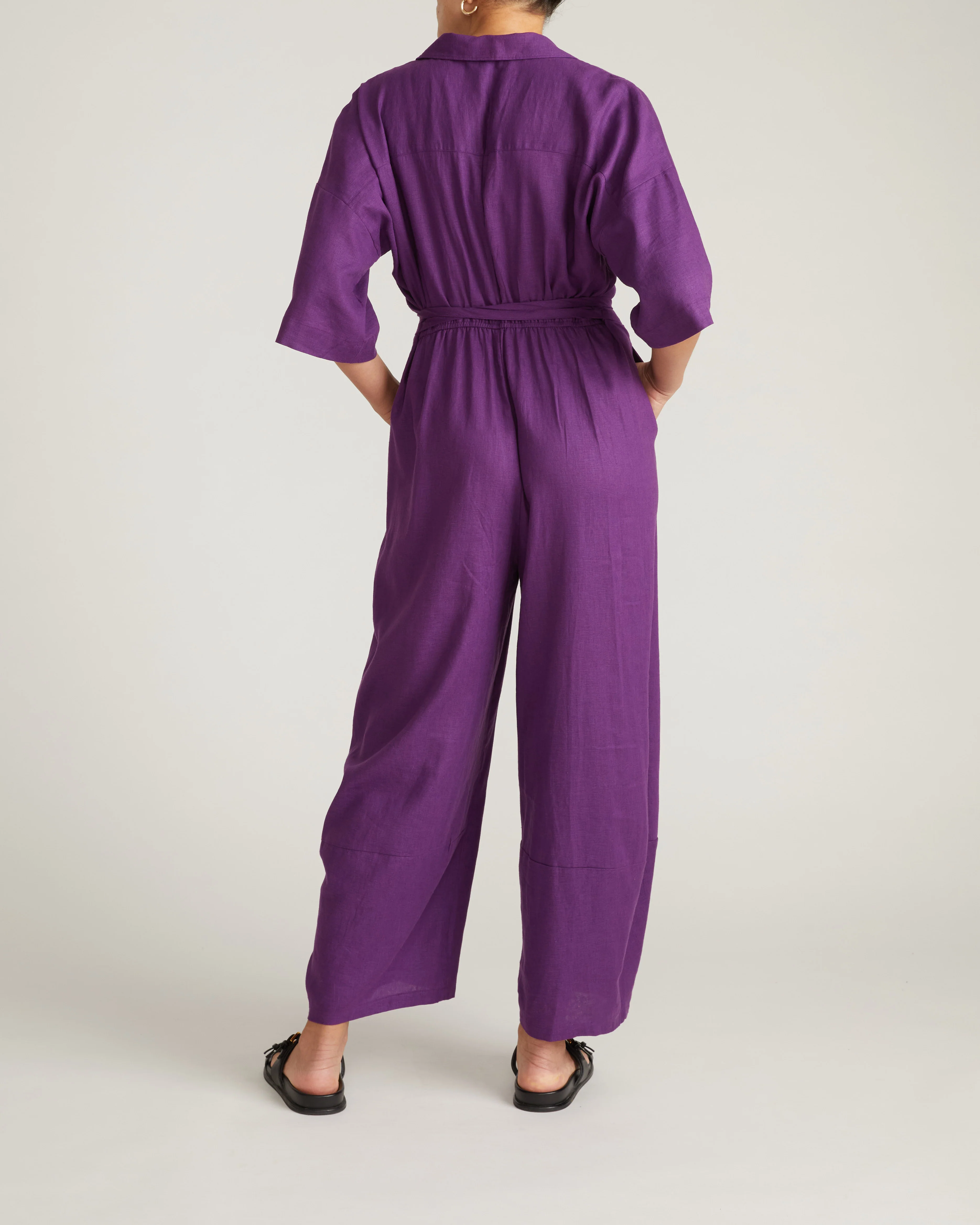 Maggie Barrel Leg Linen Blend Jumpsuit - Dreamy Purple - Image 9