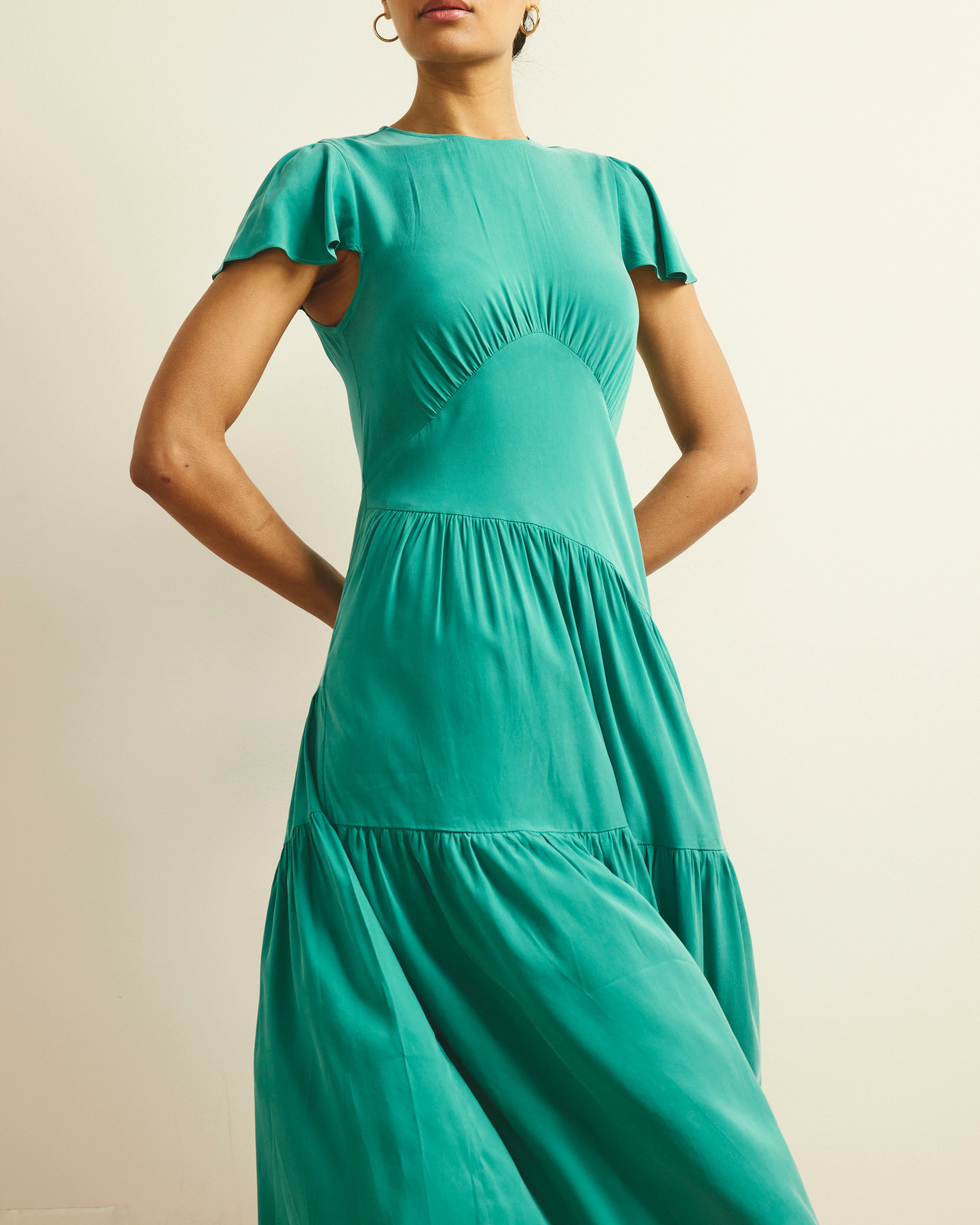 Mariella Stretch Cupro Dress - Green Tourmaline - Image 2