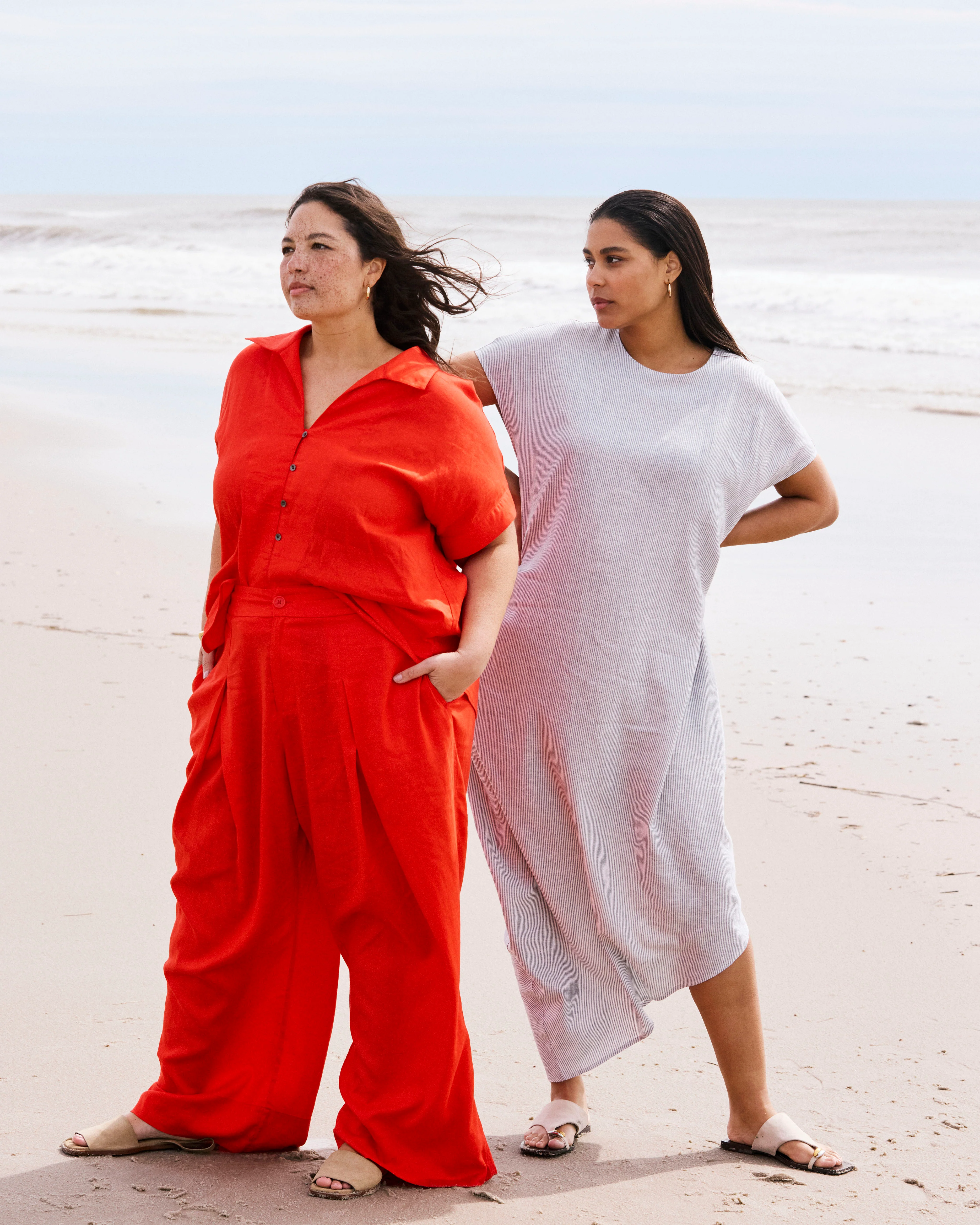 Marley Wide Leg Linen Blend Pants - Shoreline Sunset - Image 3
