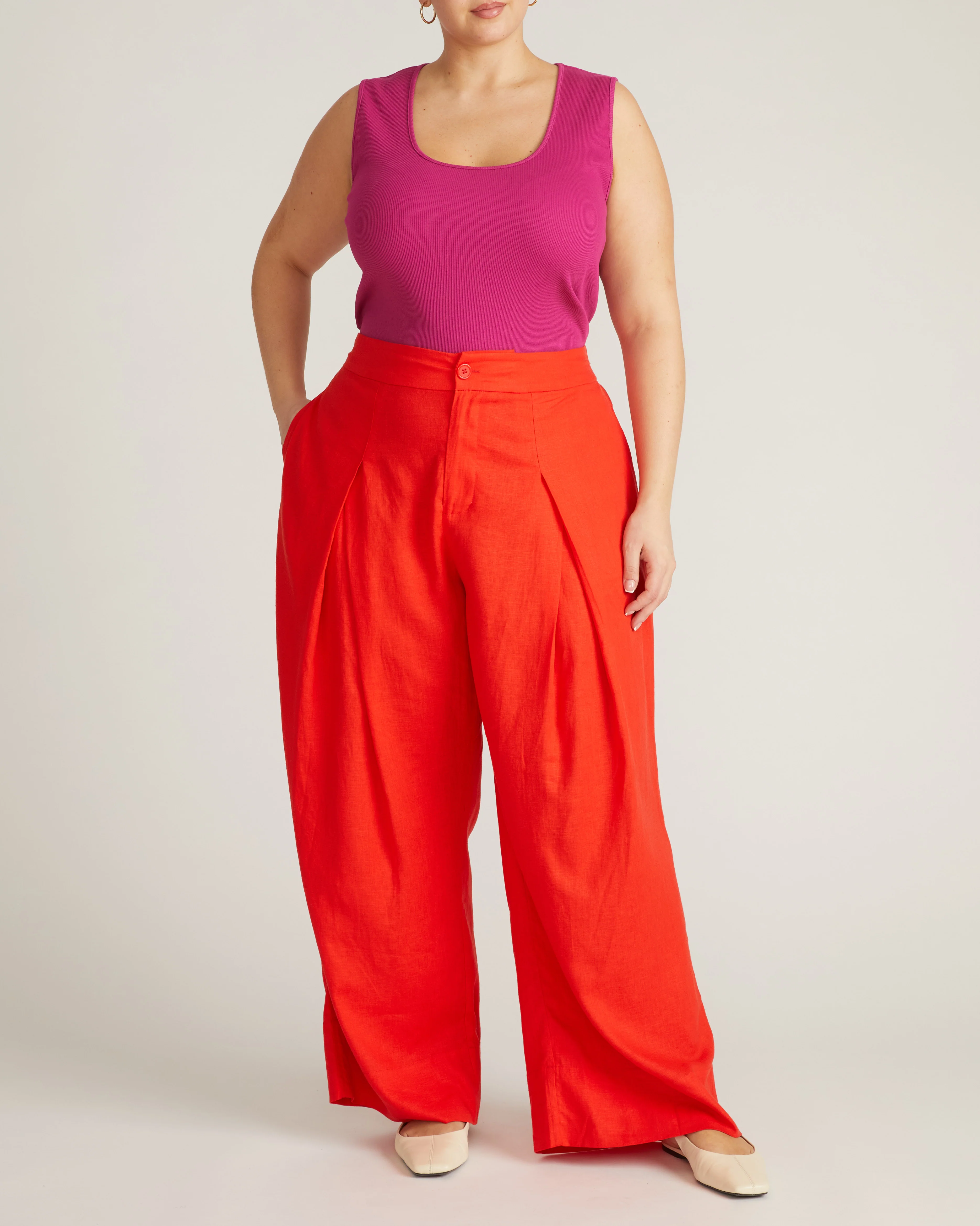 Marley Wide Leg Linen Blend Pants - Shoreline Sunset - Image 6