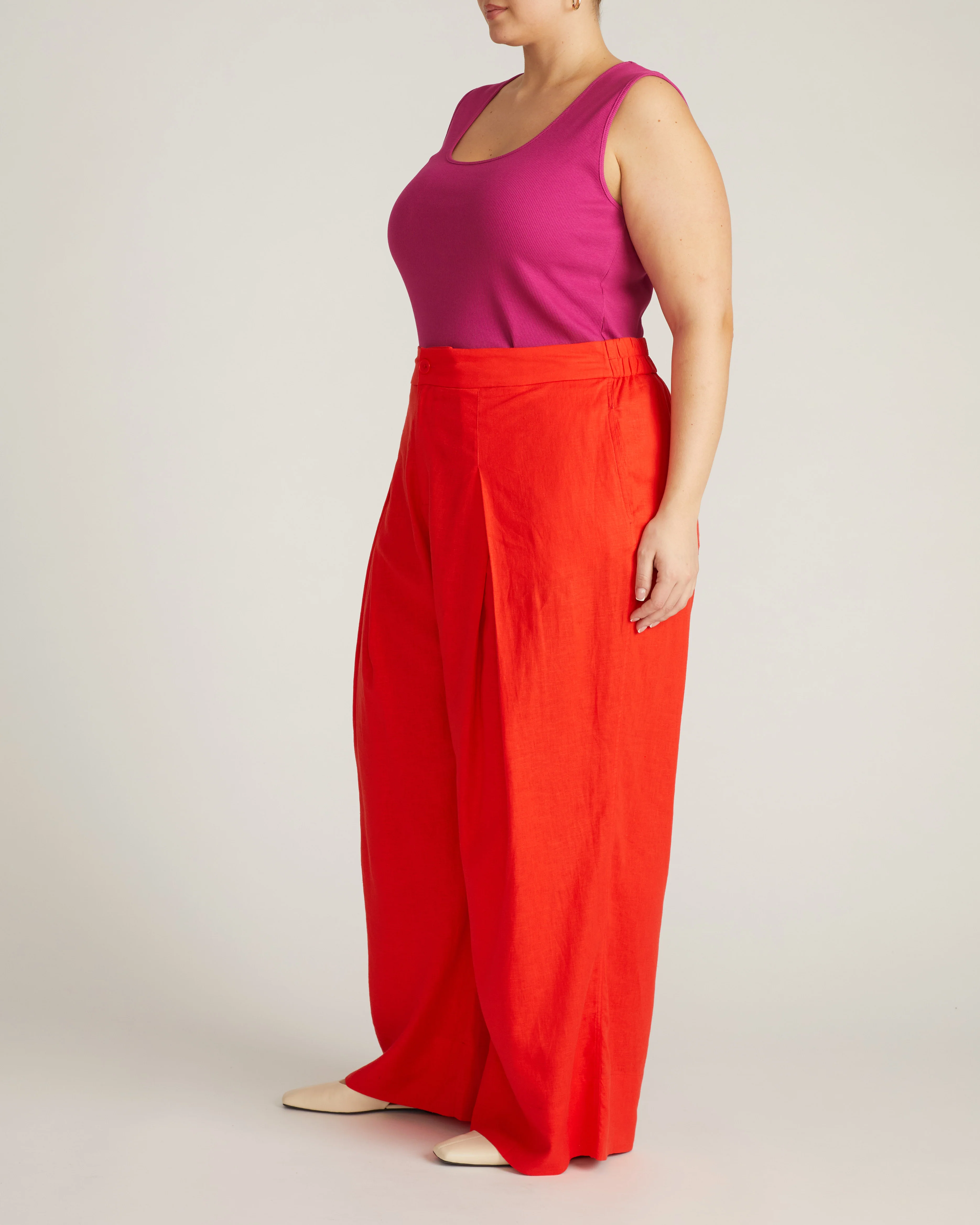 Marley Wide Leg Linen Blend Pants - Shoreline Sunset - Image 7