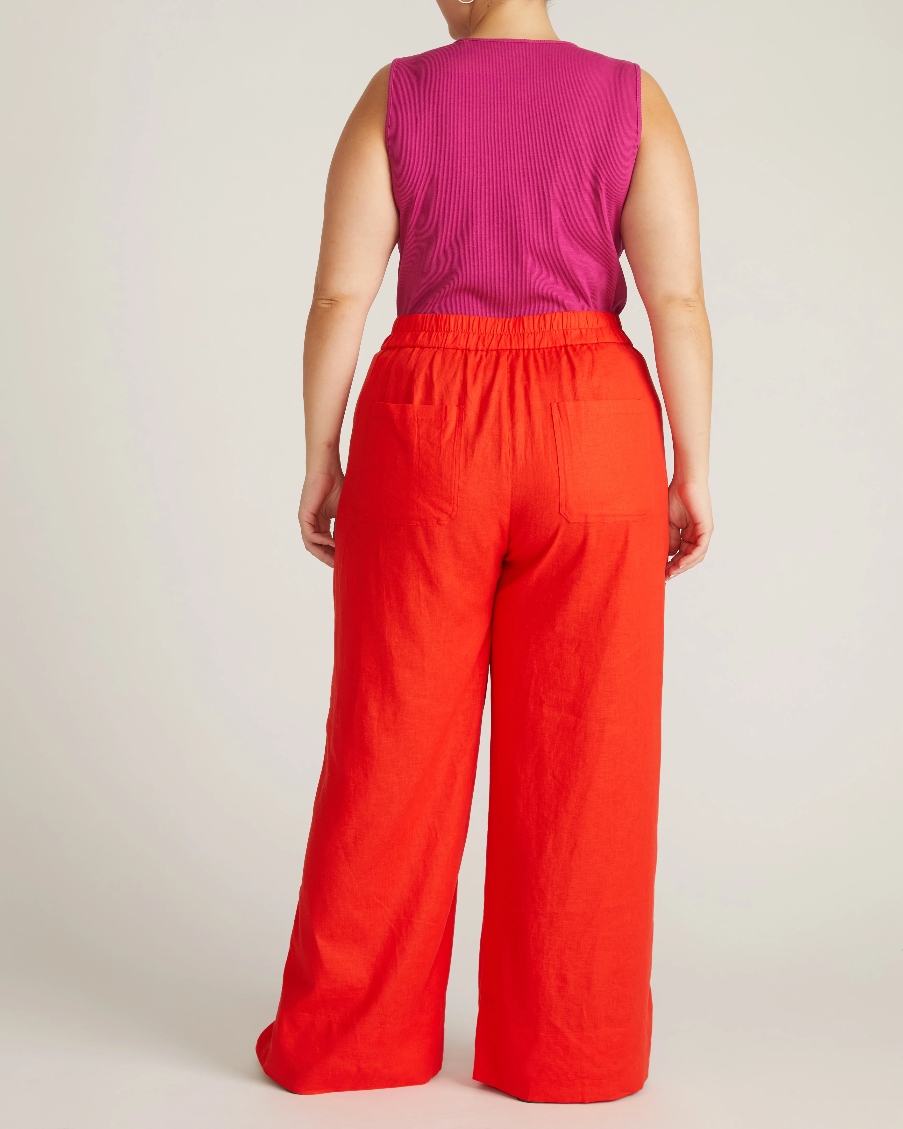 Marley Wide Leg Linen Blend Pants - Shoreline Sunset - Image 8