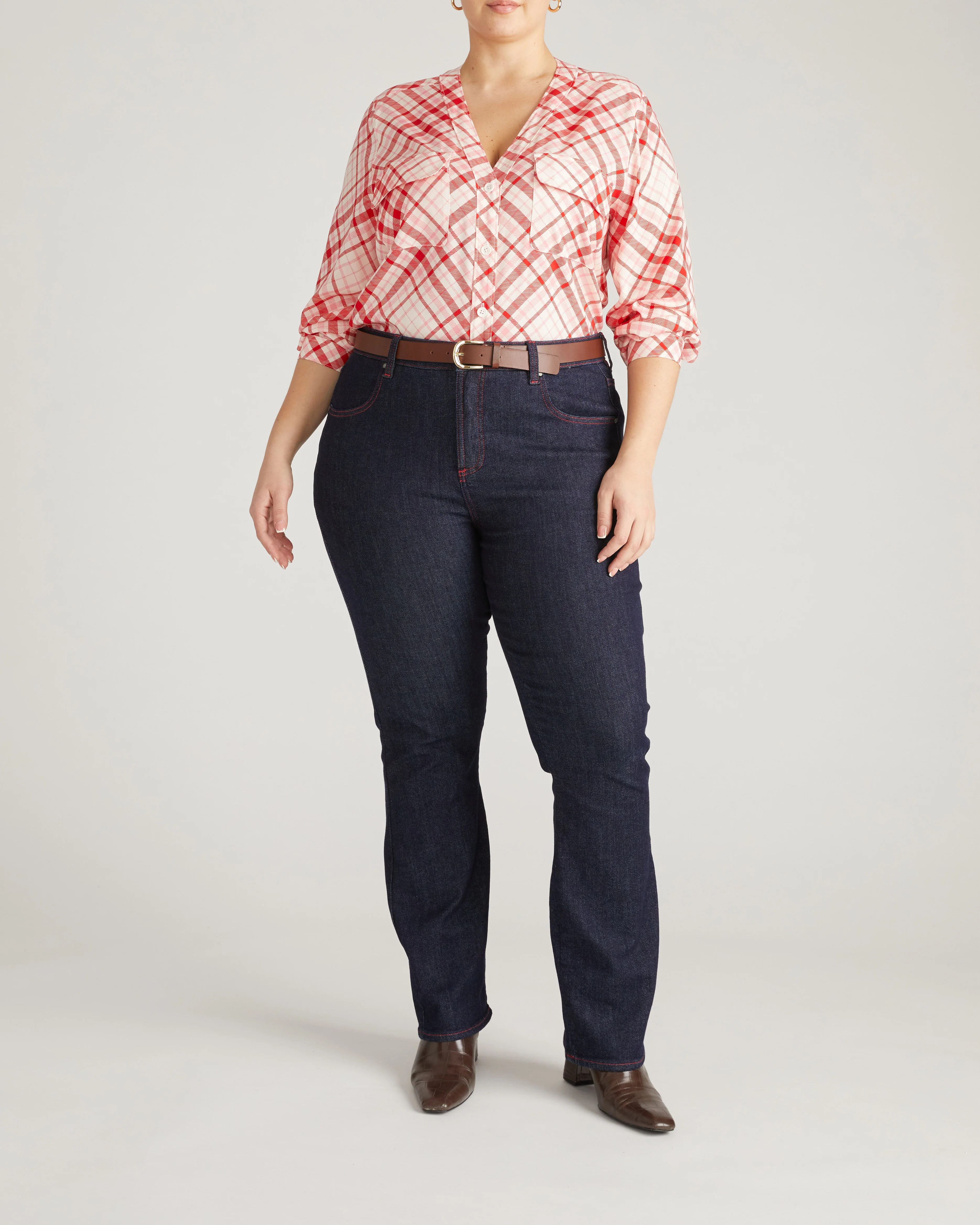 Marne Bootcut Jeans 32 inch - Americana Wash with Red Stitching - Image 5
