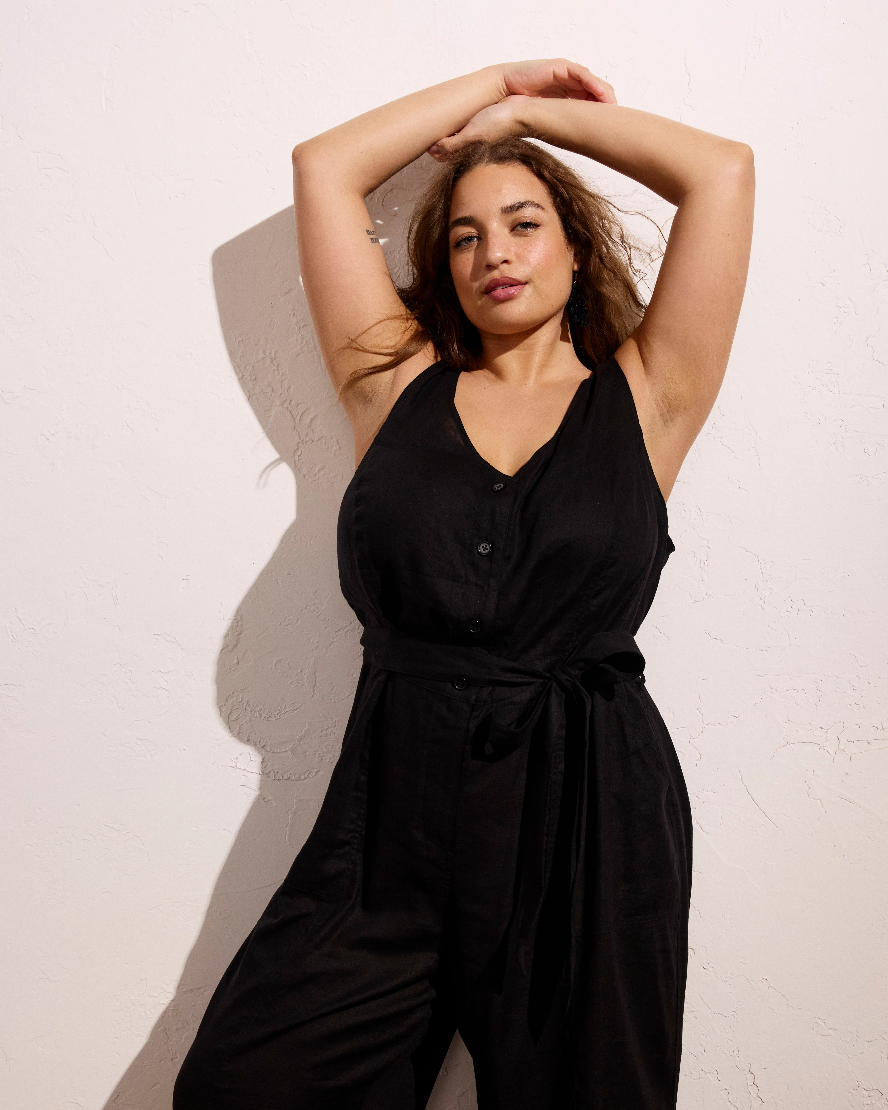 Matilda Linen Blend Jumpsuit - Black - Image 4