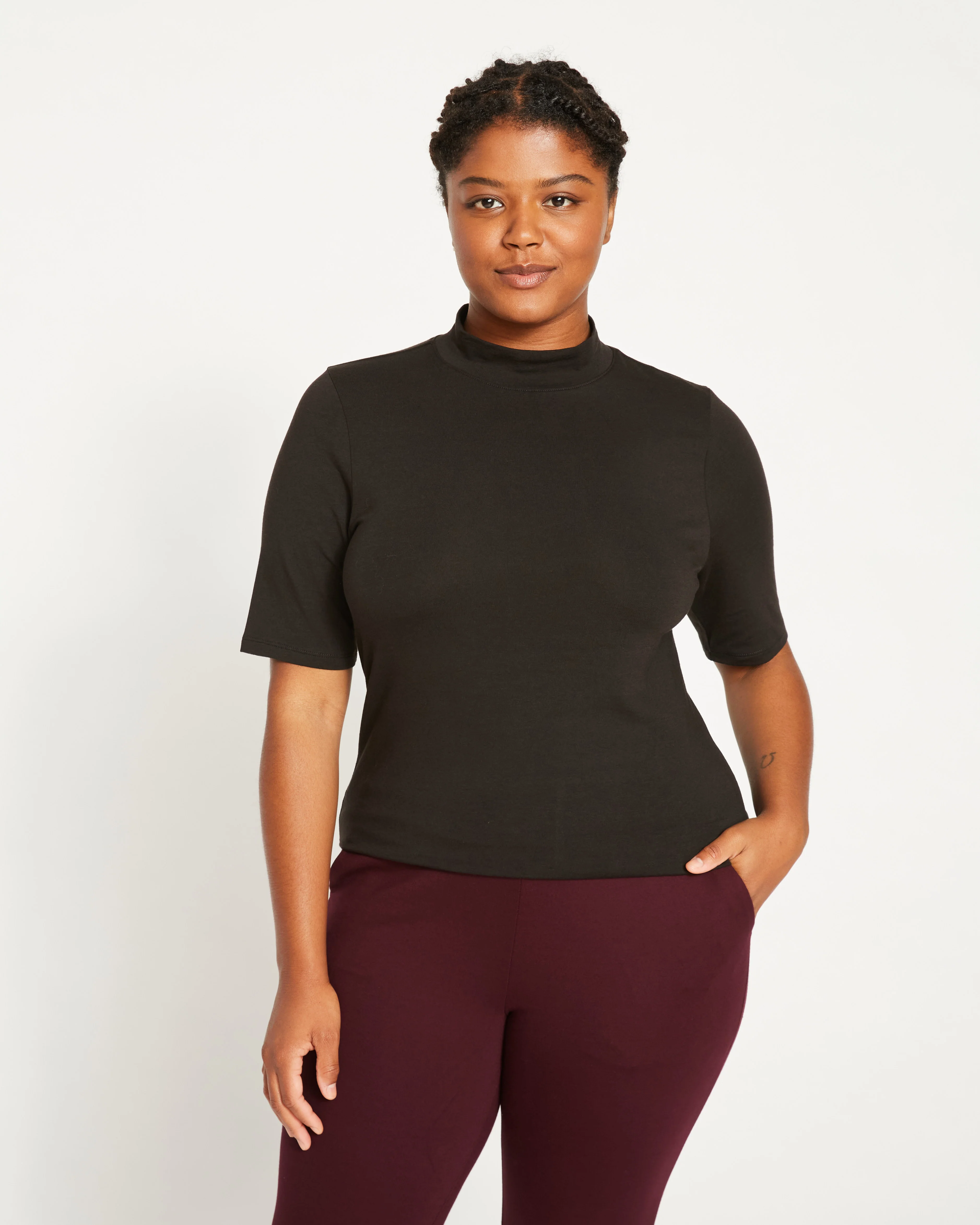 Modern Mock Neck Tee - Black