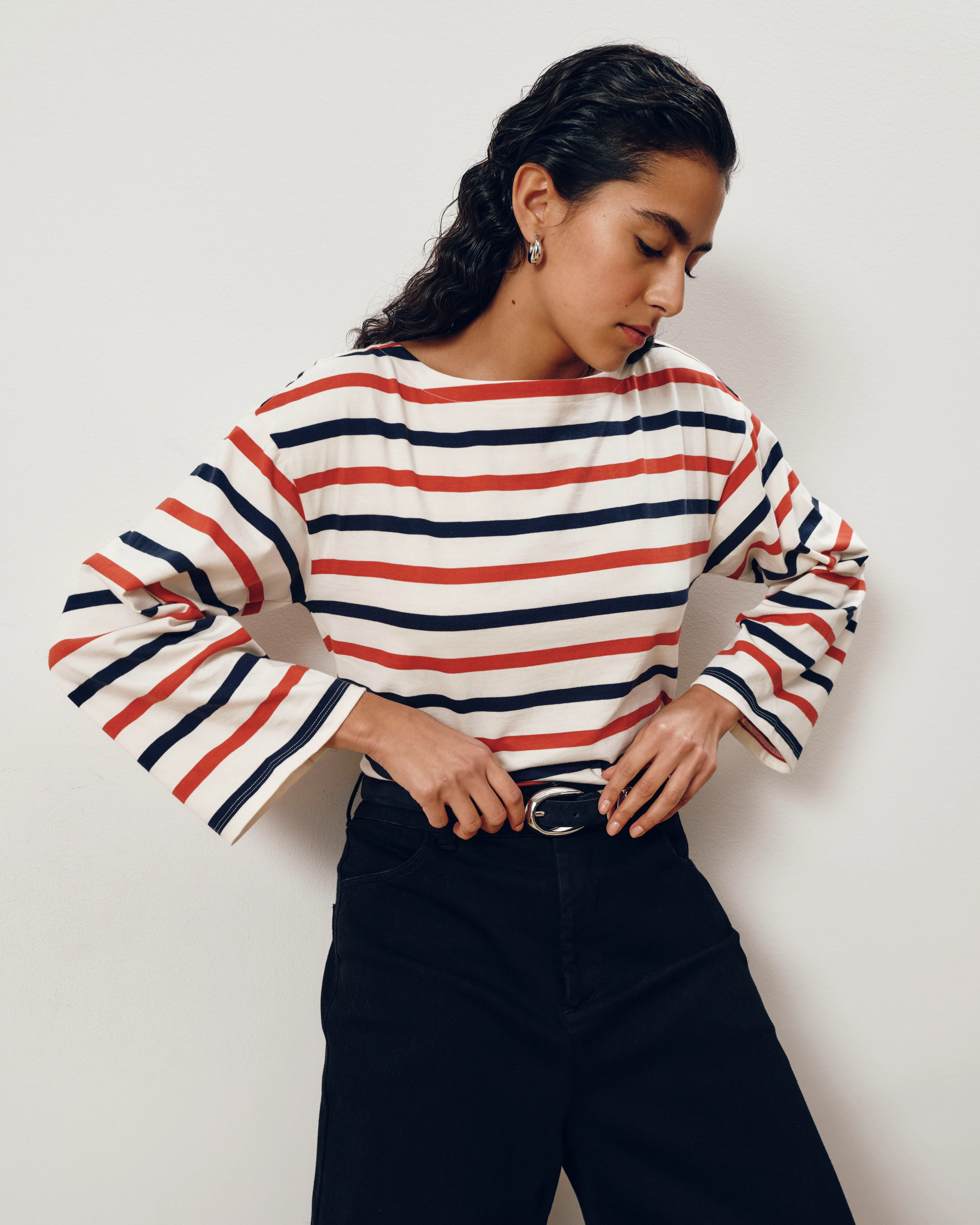 Montauk Breton Stripe Bell Sleeve Top - Red/White/Blue Stripe - Image 3