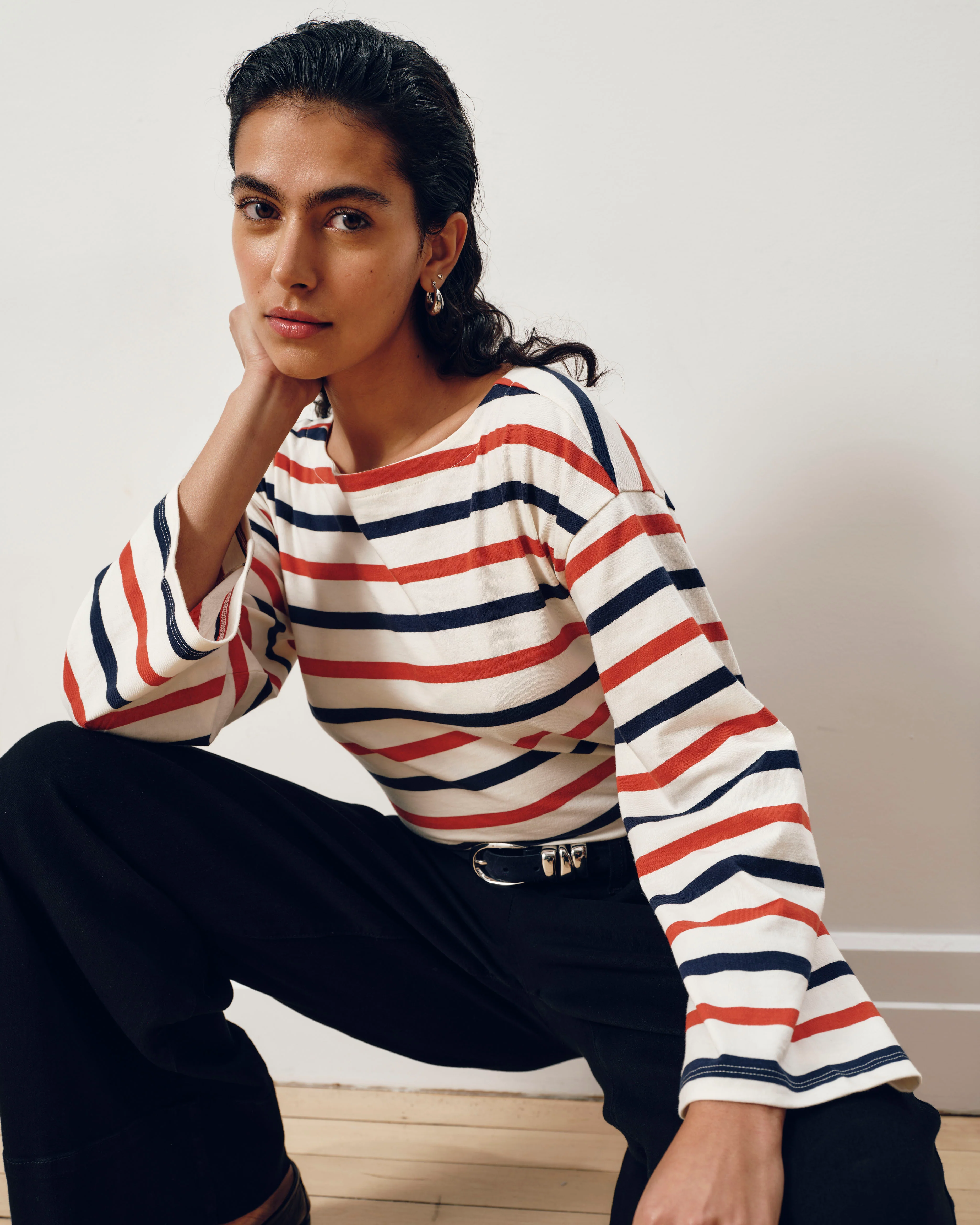 Montauk Breton Stripe Bell Sleeve Top - Red/White/Blue Stripe - Image 4