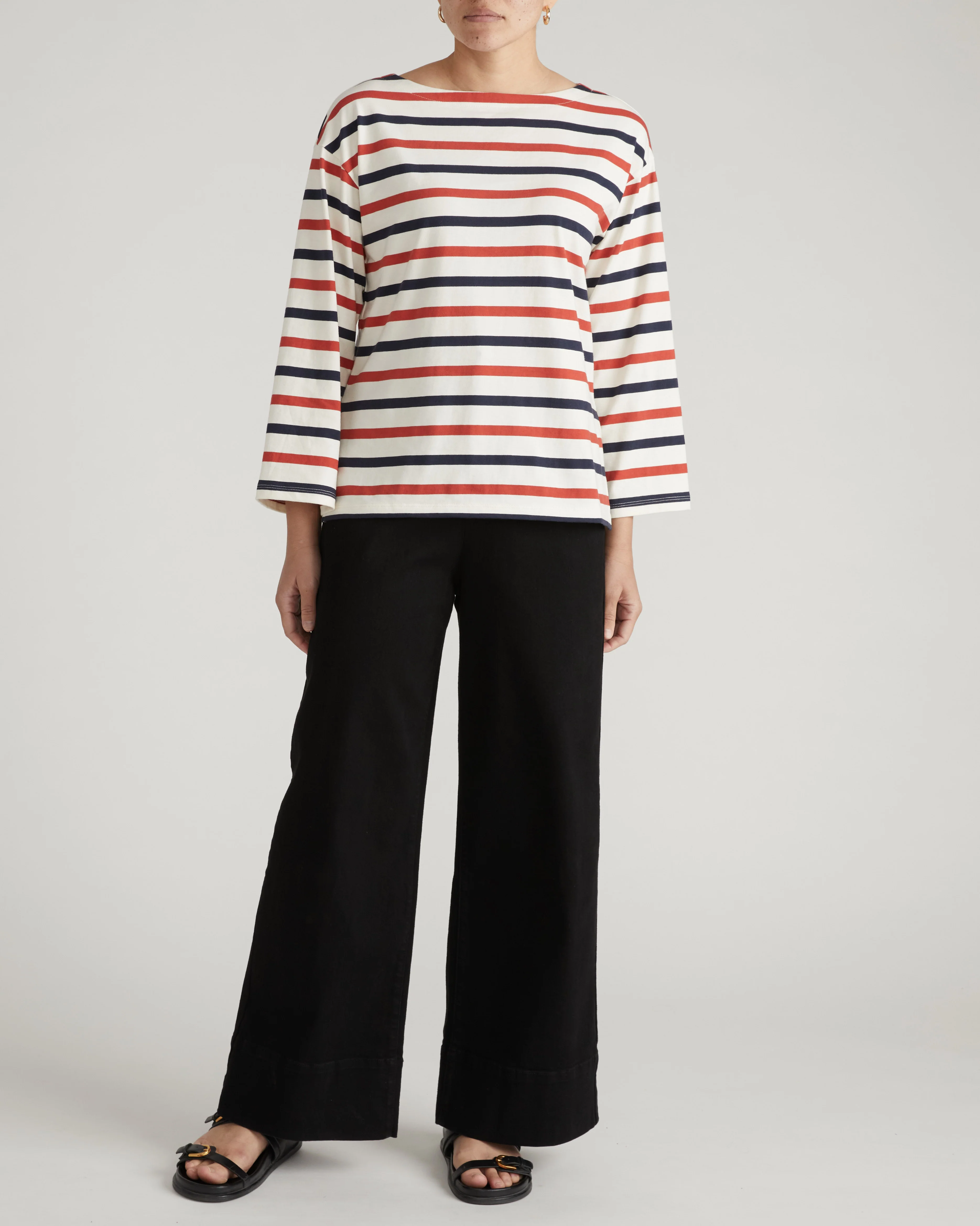 Montauk Breton Stripe Bell Sleeve Top - Red/White/Blue Stripe - Image 5