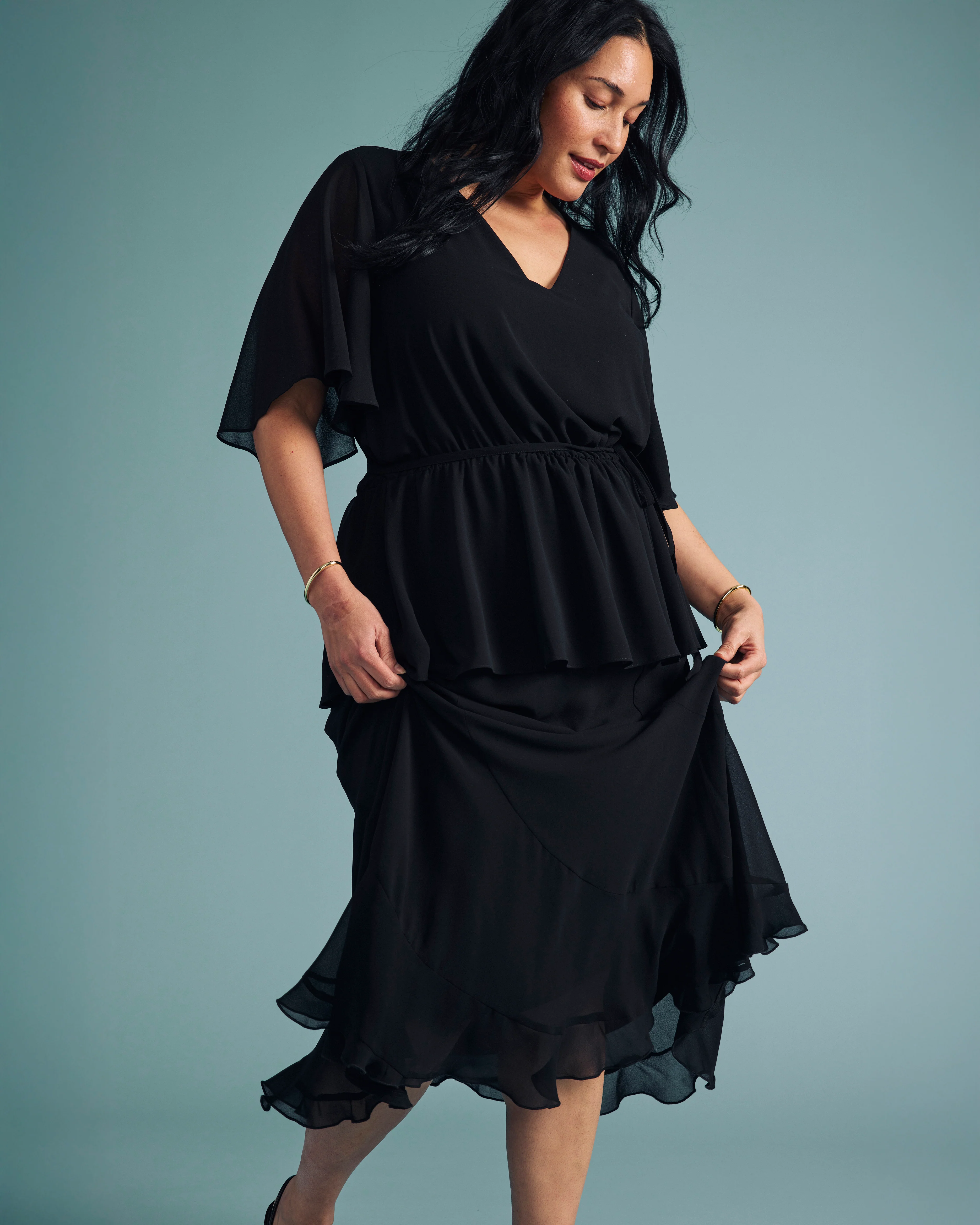 Navarte Chiffon Midi Skirt - Black - Image 5