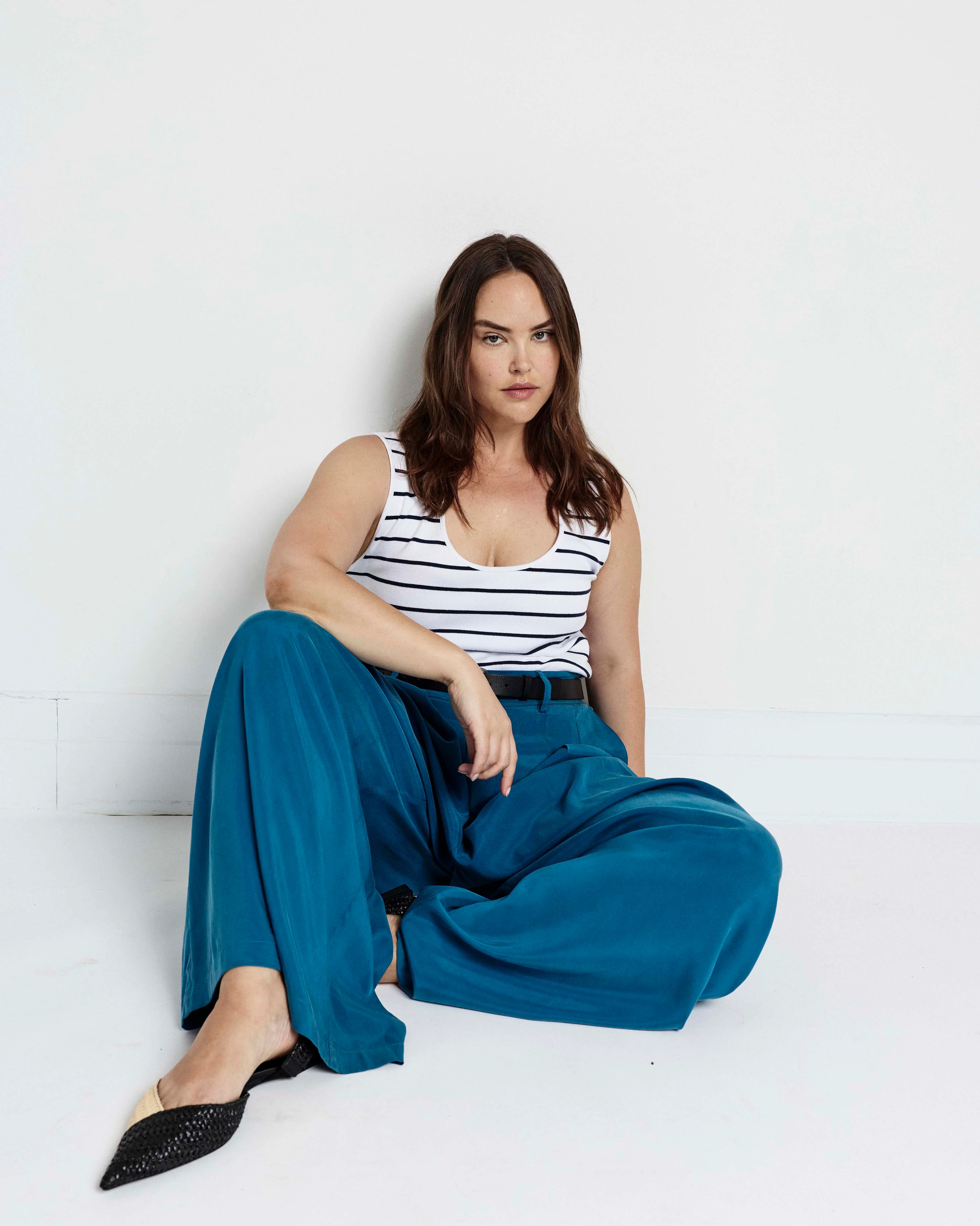 Palais Cooling Cupro Wide Leg Pant - Blue Beetle - Image 2