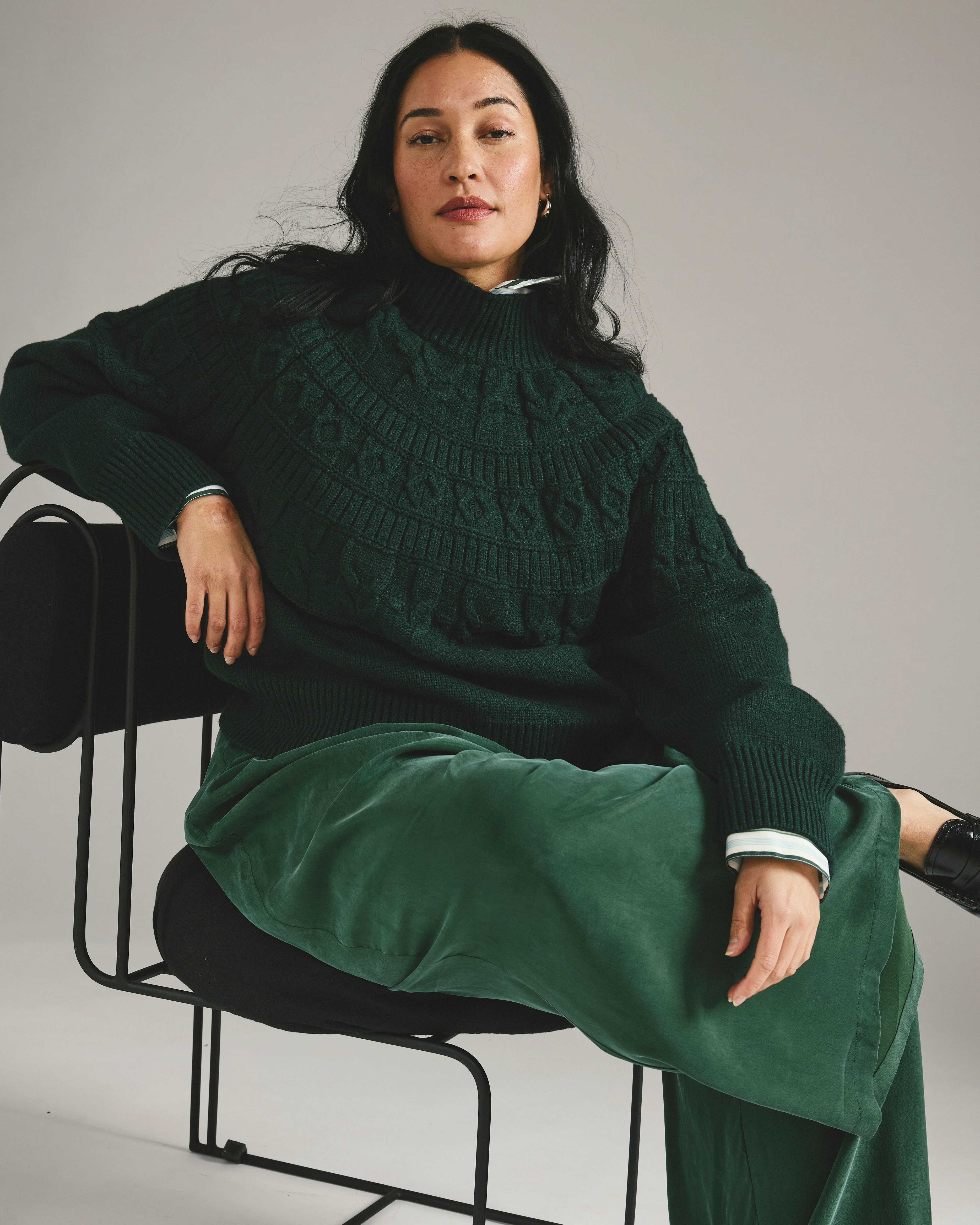 Palais Cooling Cupro Wide Leg Pant - Forest Green - Image 3