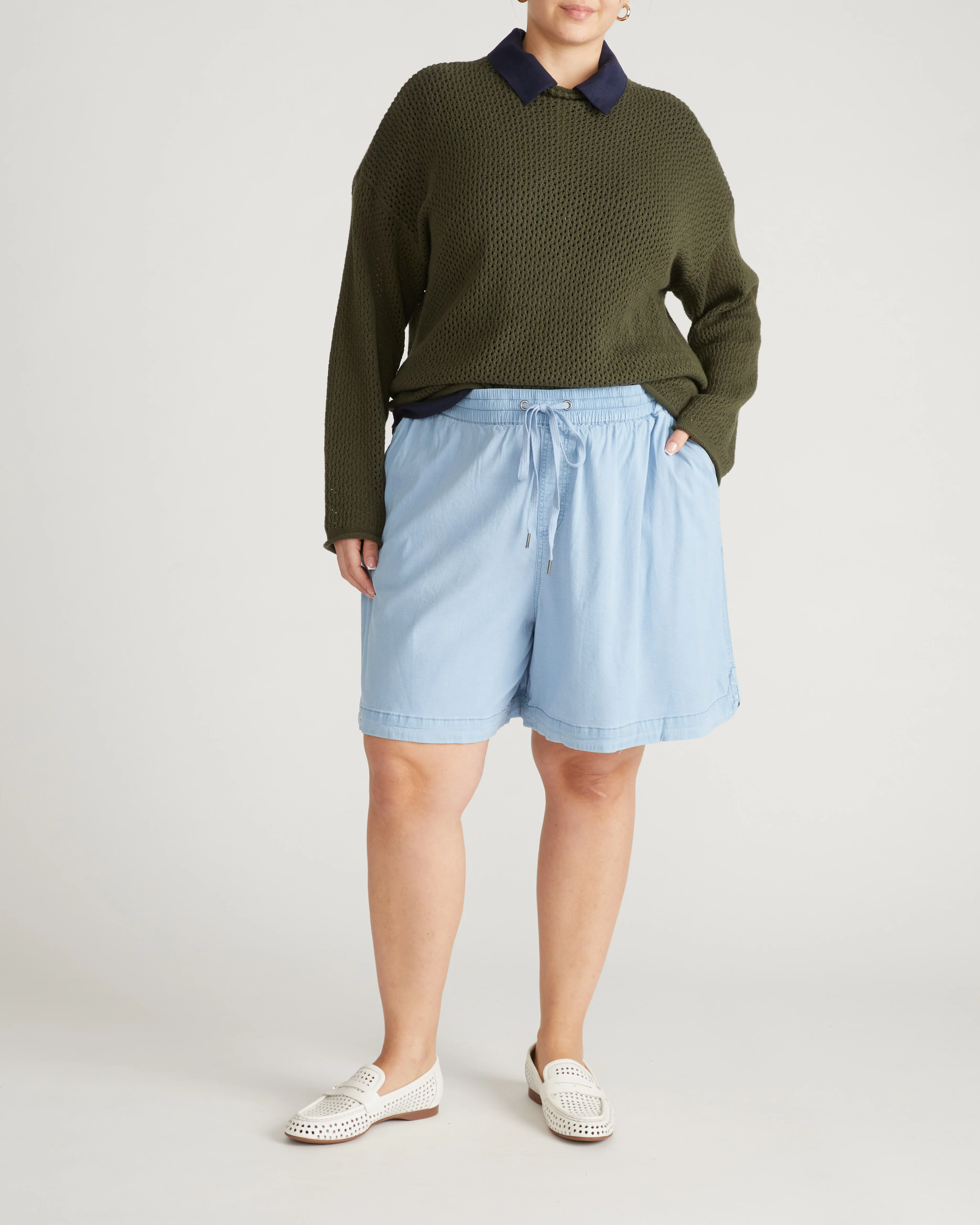 Perfect Tencel Chambray Shorts - Morning Blue - Image 3