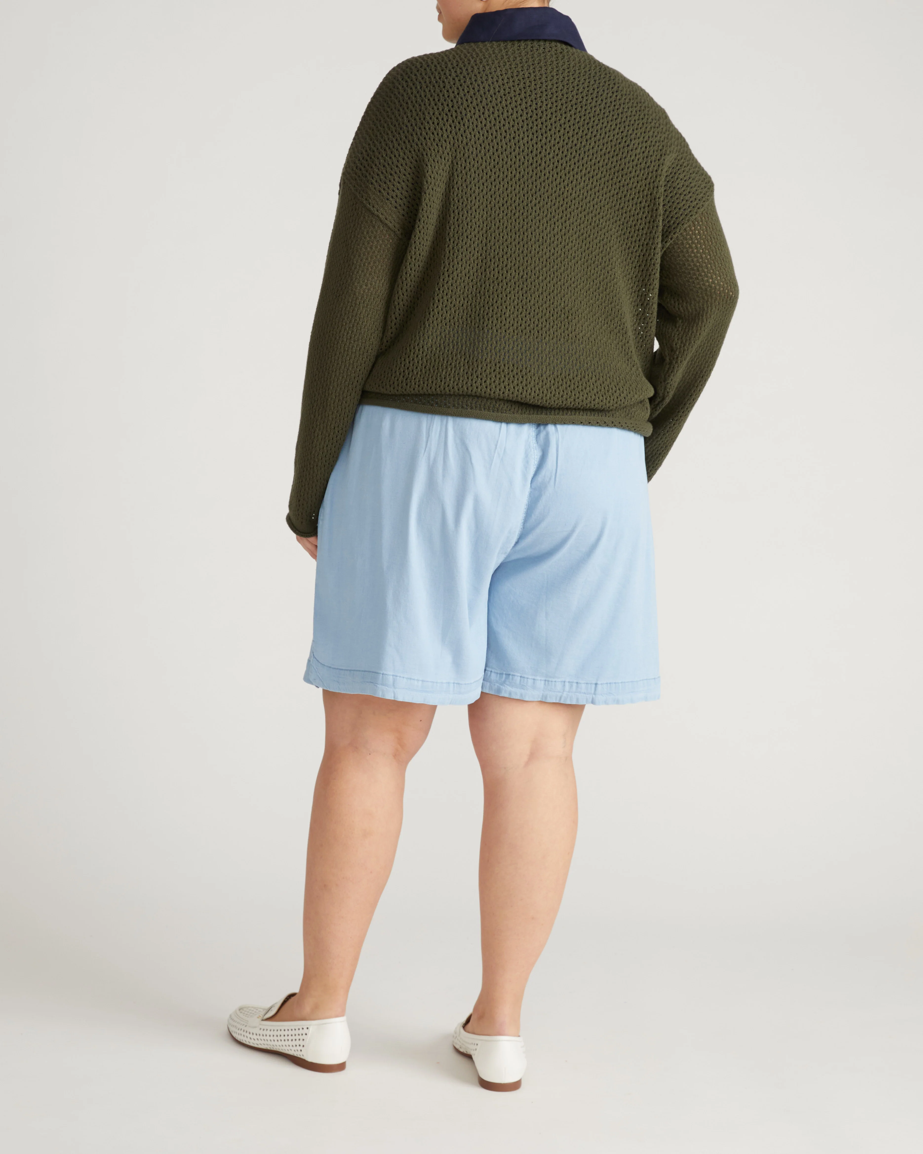 Perfect Tencel Chambray Shorts - Morning Blue - Image 5