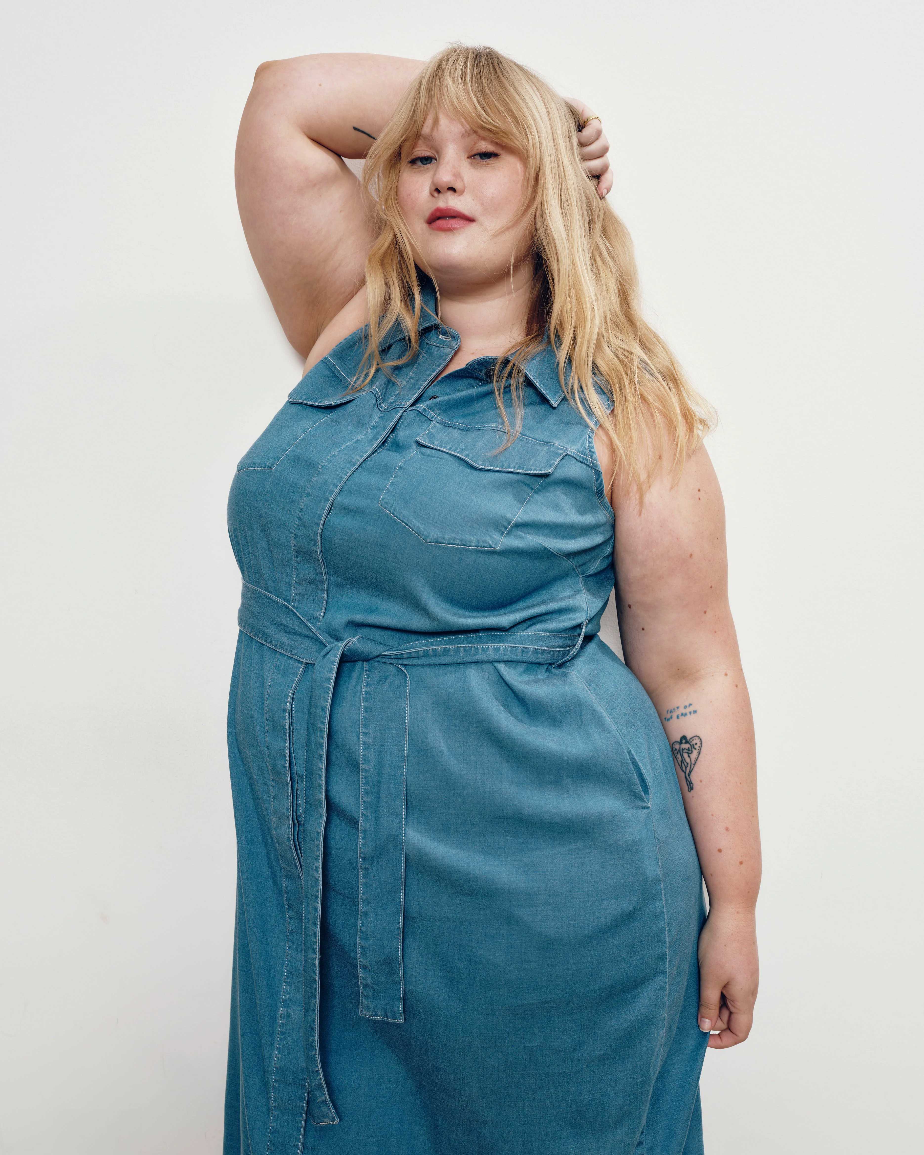 Perfect Tencel Chambray Sleeveless Savannah Shirtdress - Cove Blue - Image 6