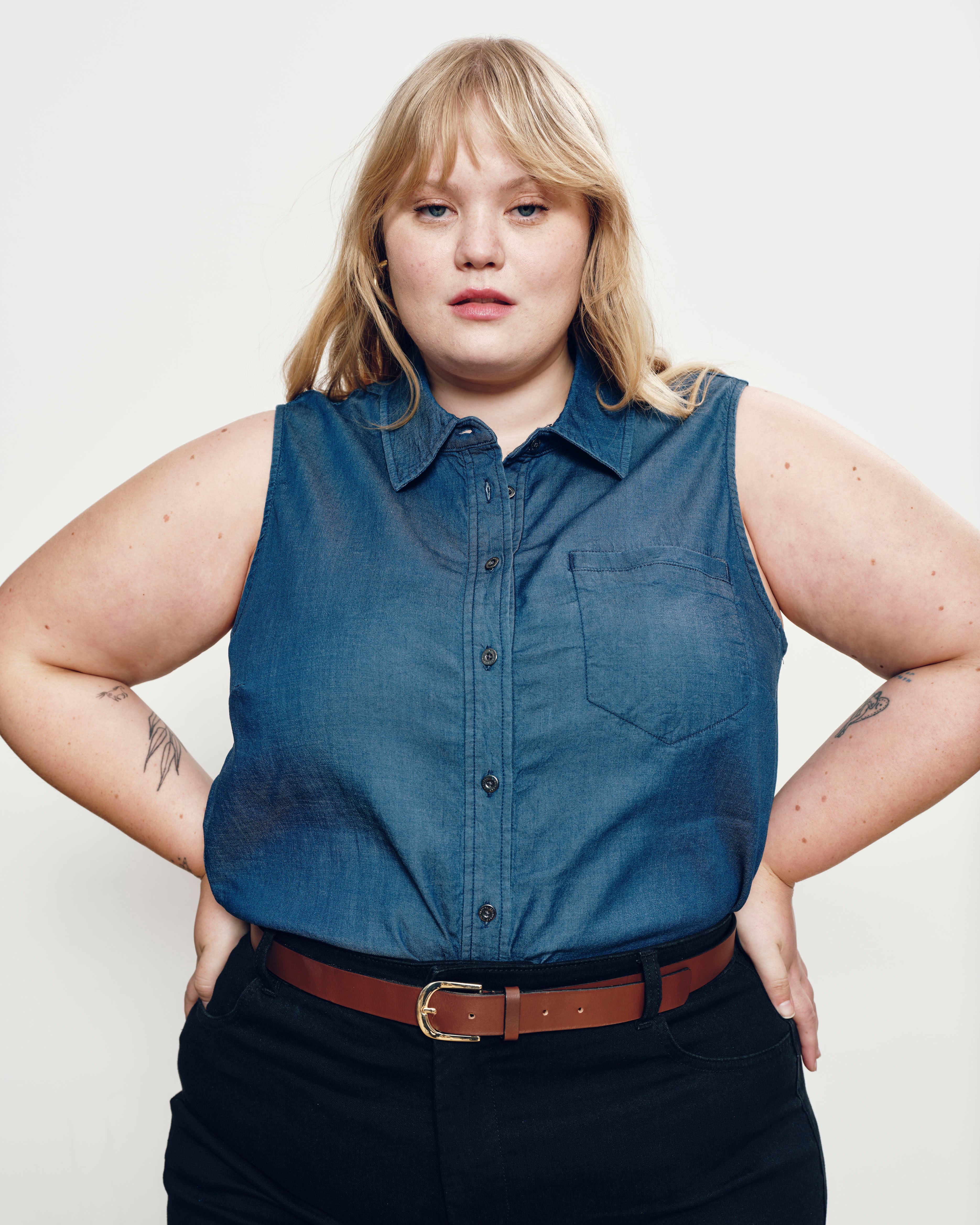 Perfect Tencel Chambray Sleeveless Shirt - Midnight Blue - Image 6
