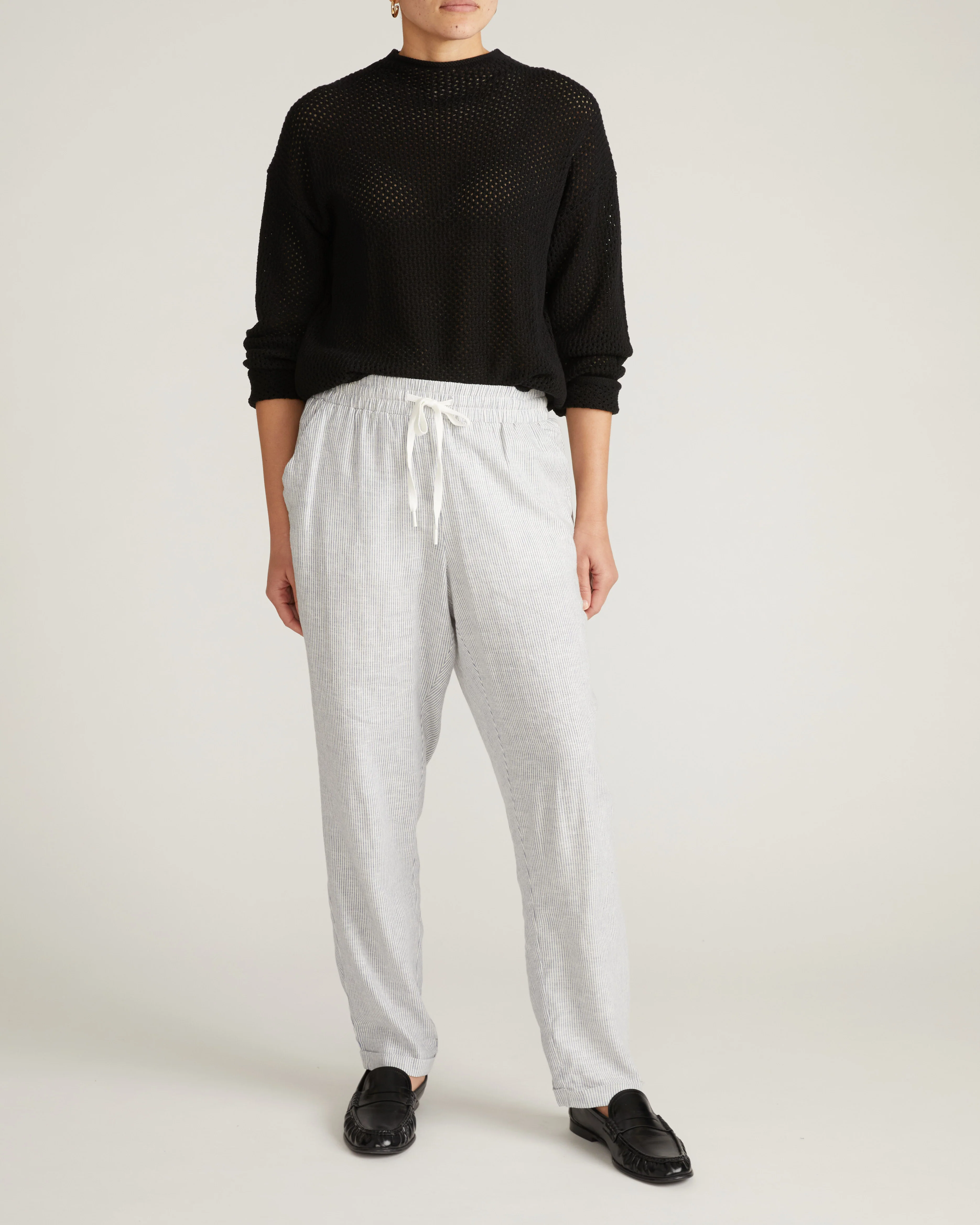 Positano Pointelle Mock Neck Sweater - Black - Image 6