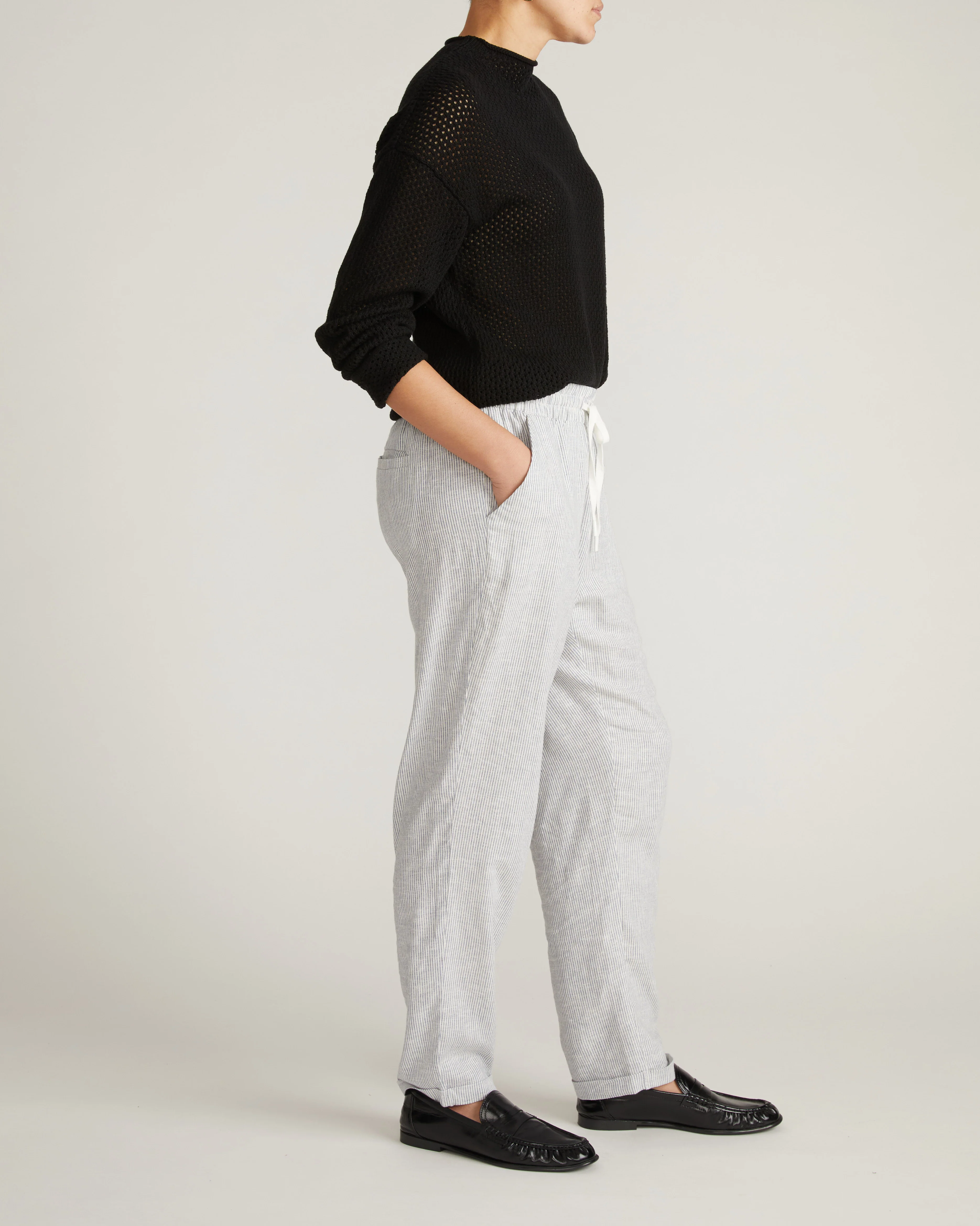 Positano Pointelle Mock Neck Sweater - Black - Image 7