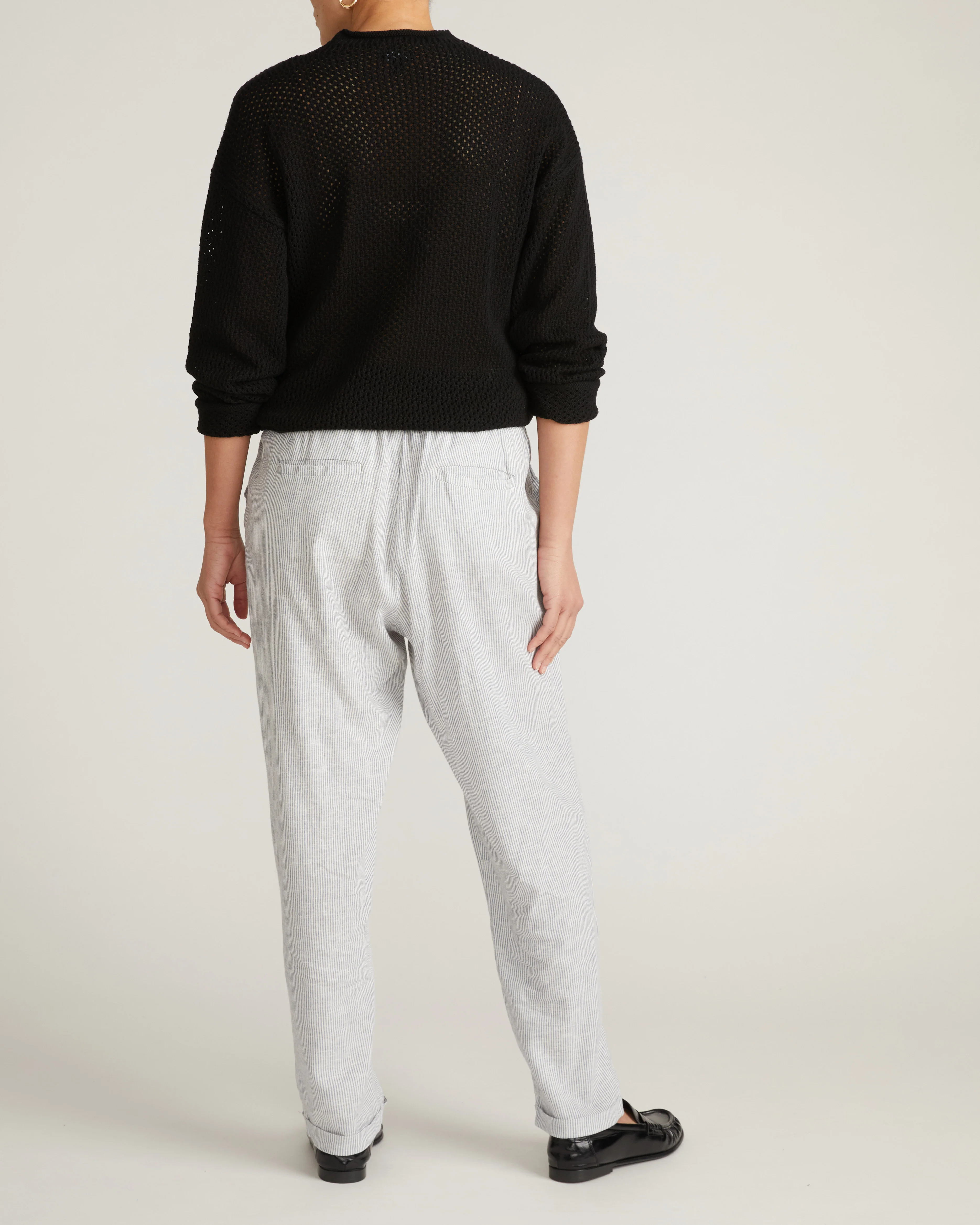 Positano Pointelle Mock Neck Sweater - Black - Image 8