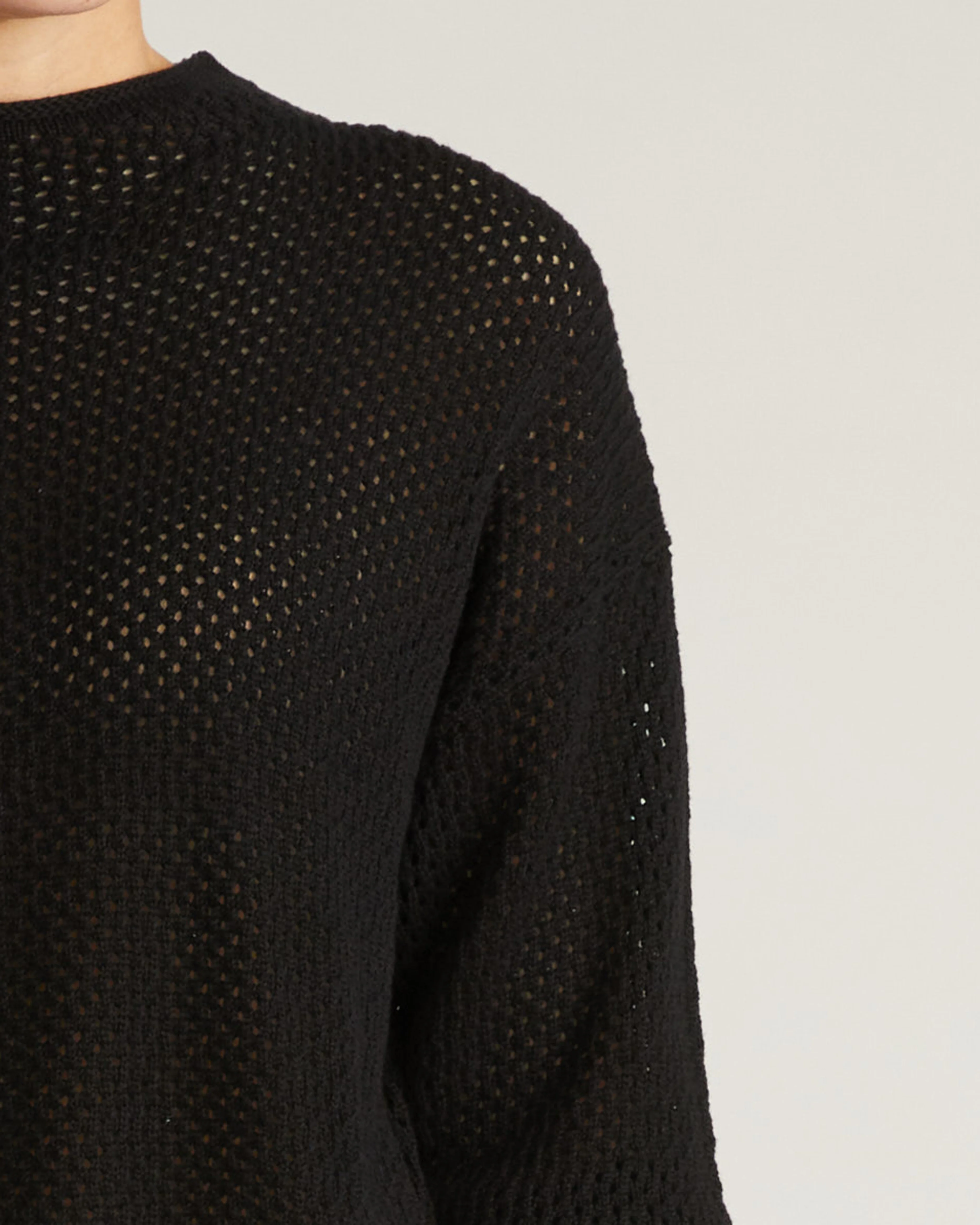 Positano Pointelle Mock Neck Sweater - Black - Image 9