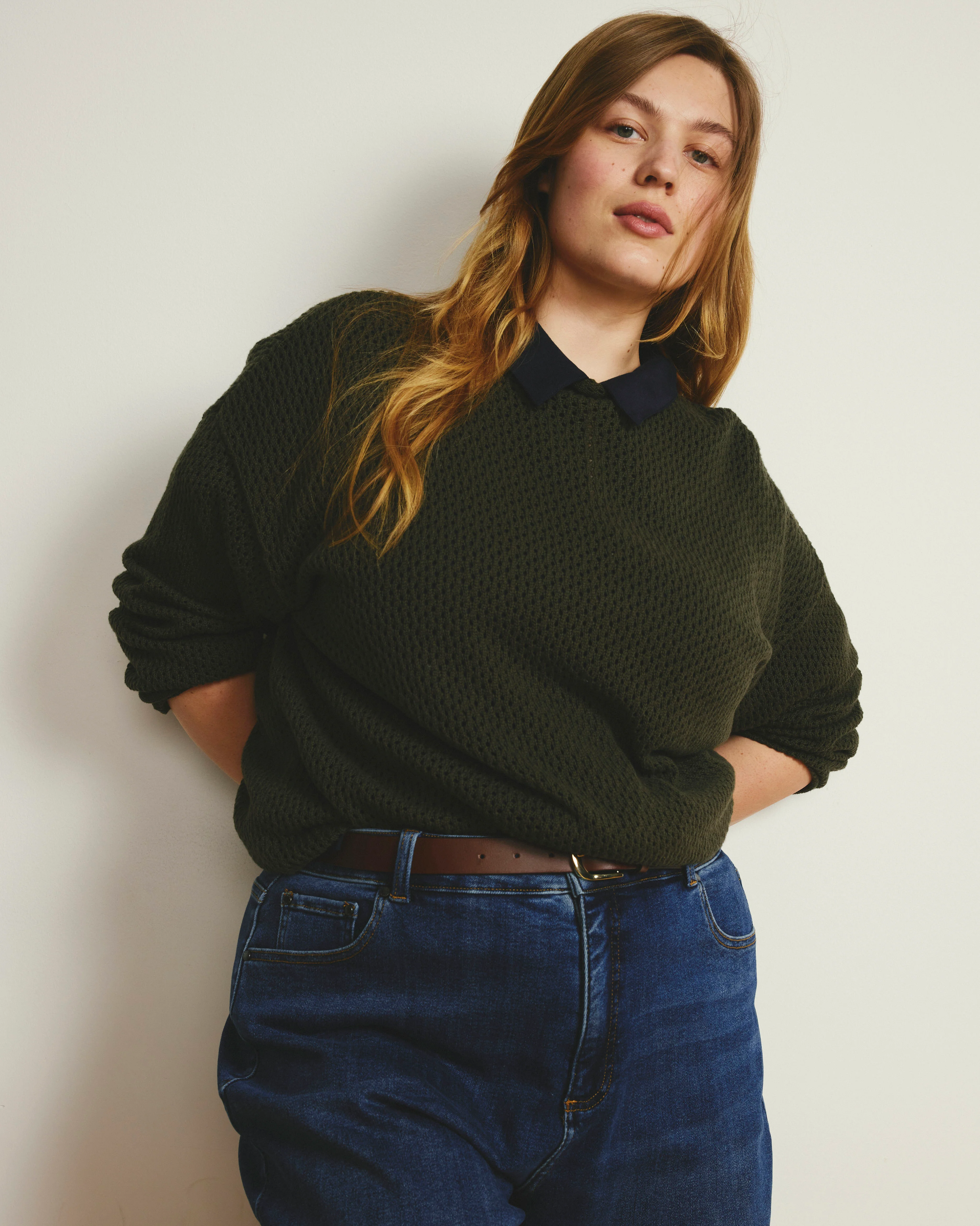 Positano Pointelle Mock Neck Sweater - Camo - Image 4