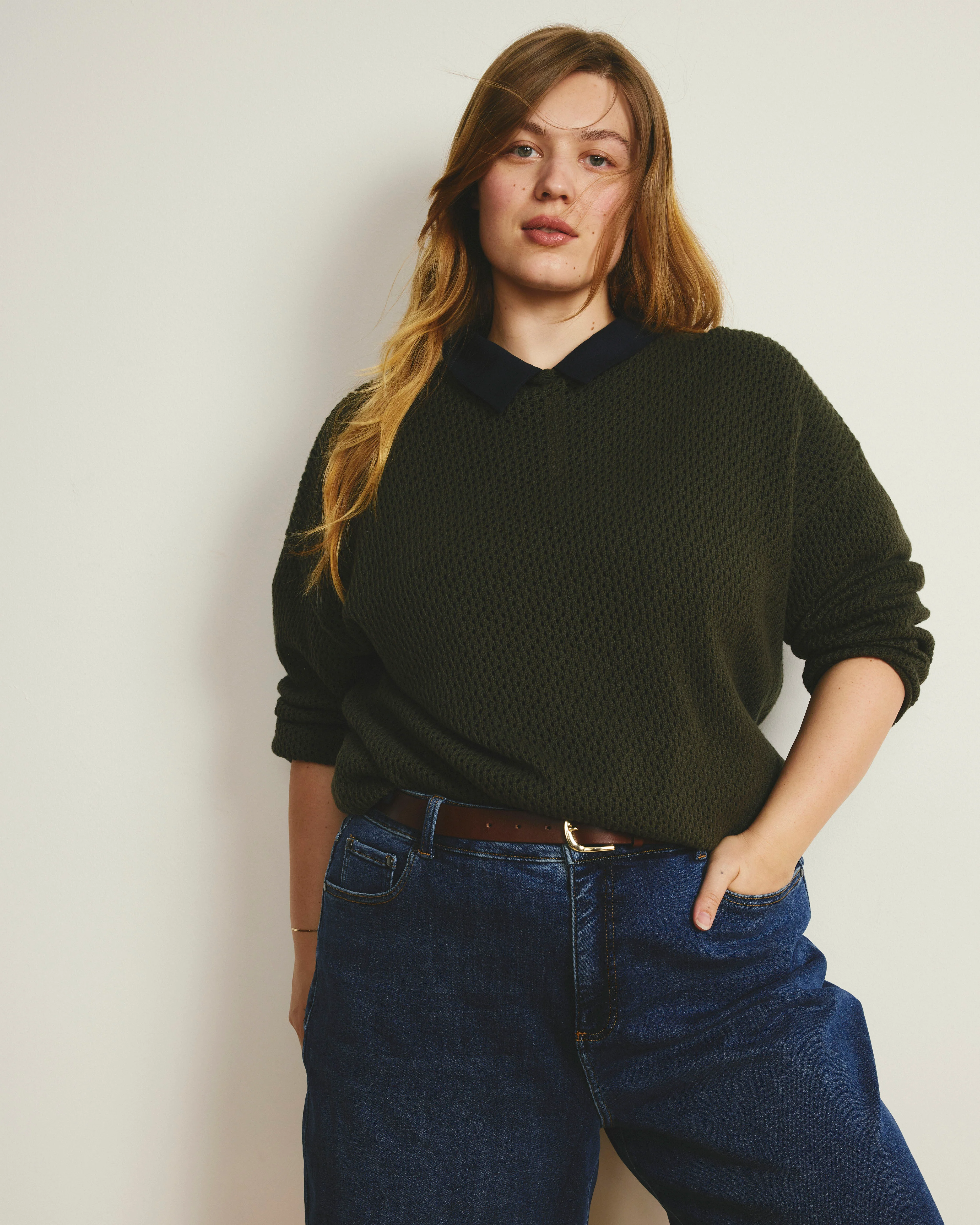 Positano Pointelle Mock Neck Sweater - Camo - Image 6