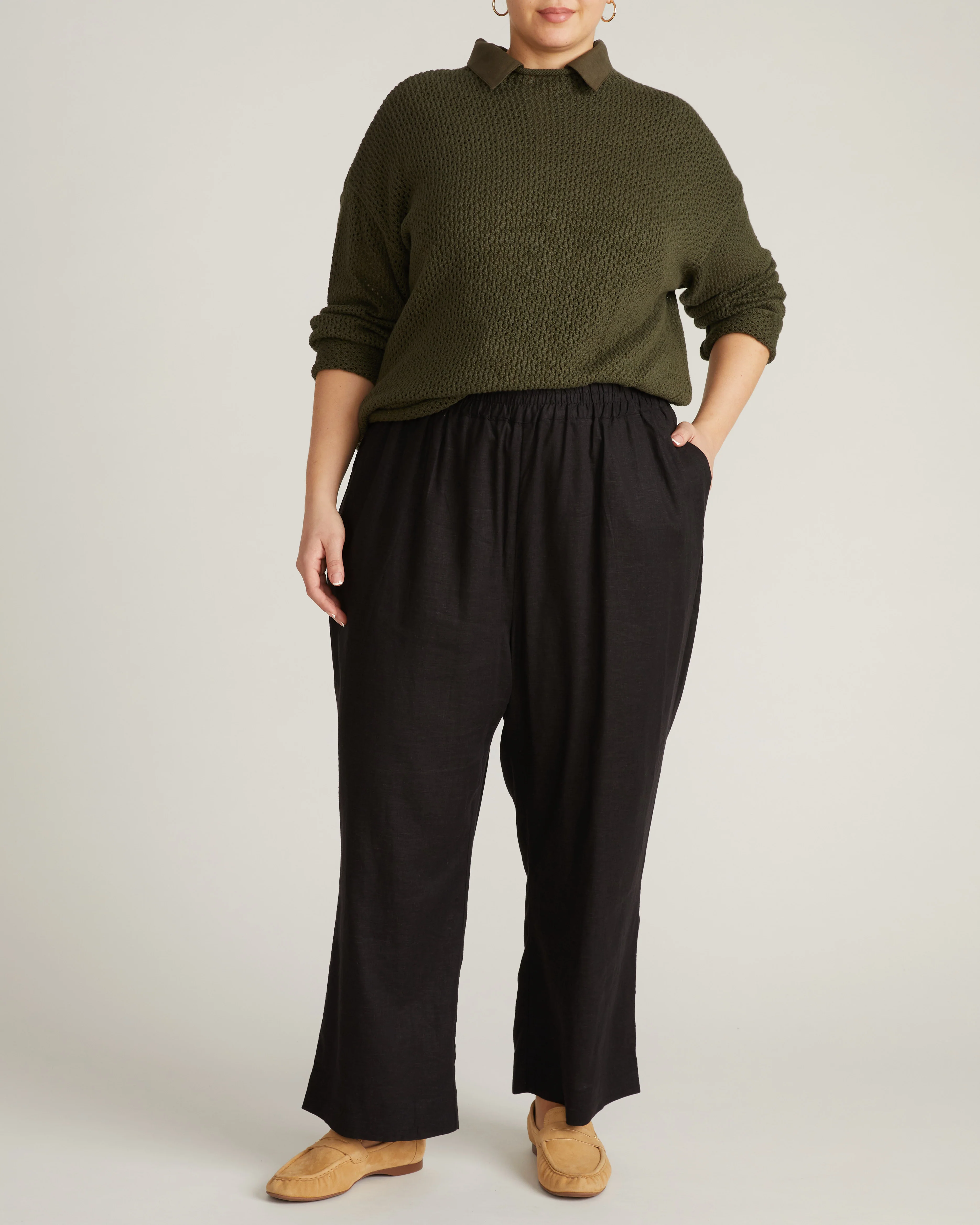 Positano Pointelle Mock Neck Sweater - Camo - Image 8